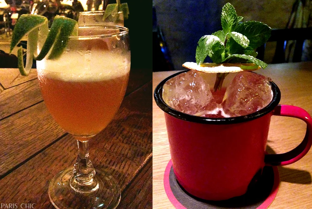 On the left: Le Mary Celeste’s zesty cocktail for Paris Cocktail Week. Right: One of Little Red Door’s manly cocktails.
