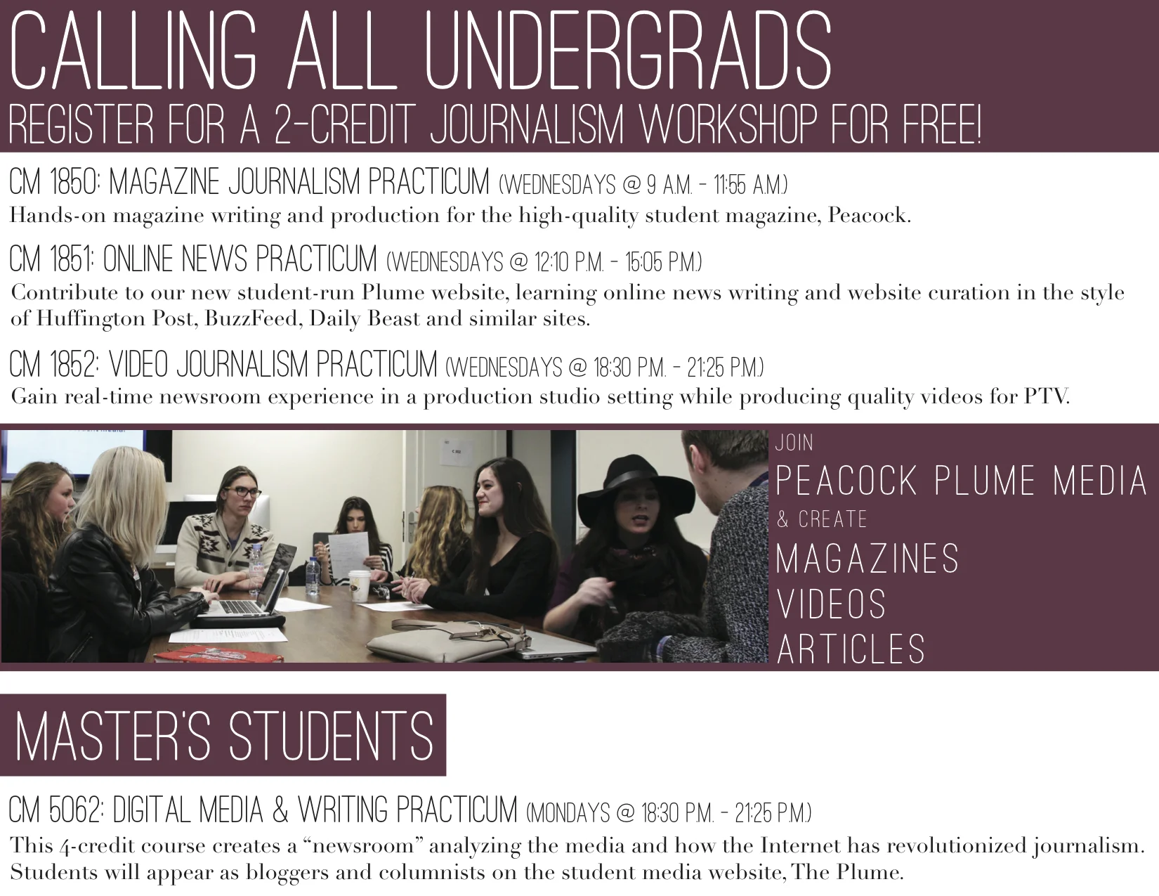 A flyer designed for American University of Paris's Student Media.