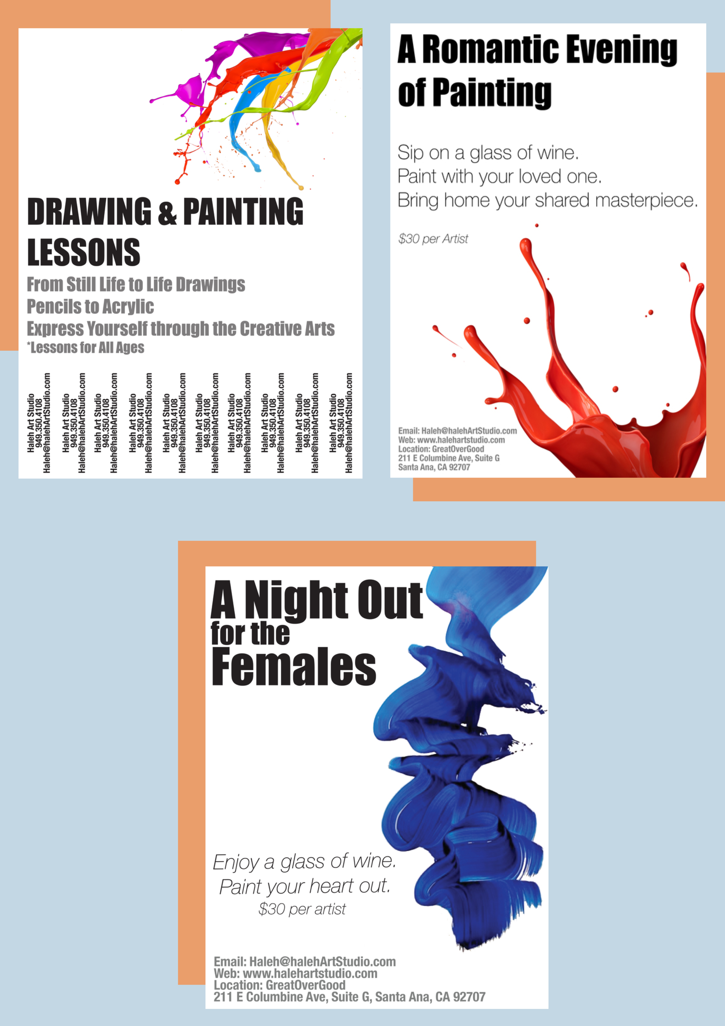 Flyers designed for Haleh Art Studio in 2013