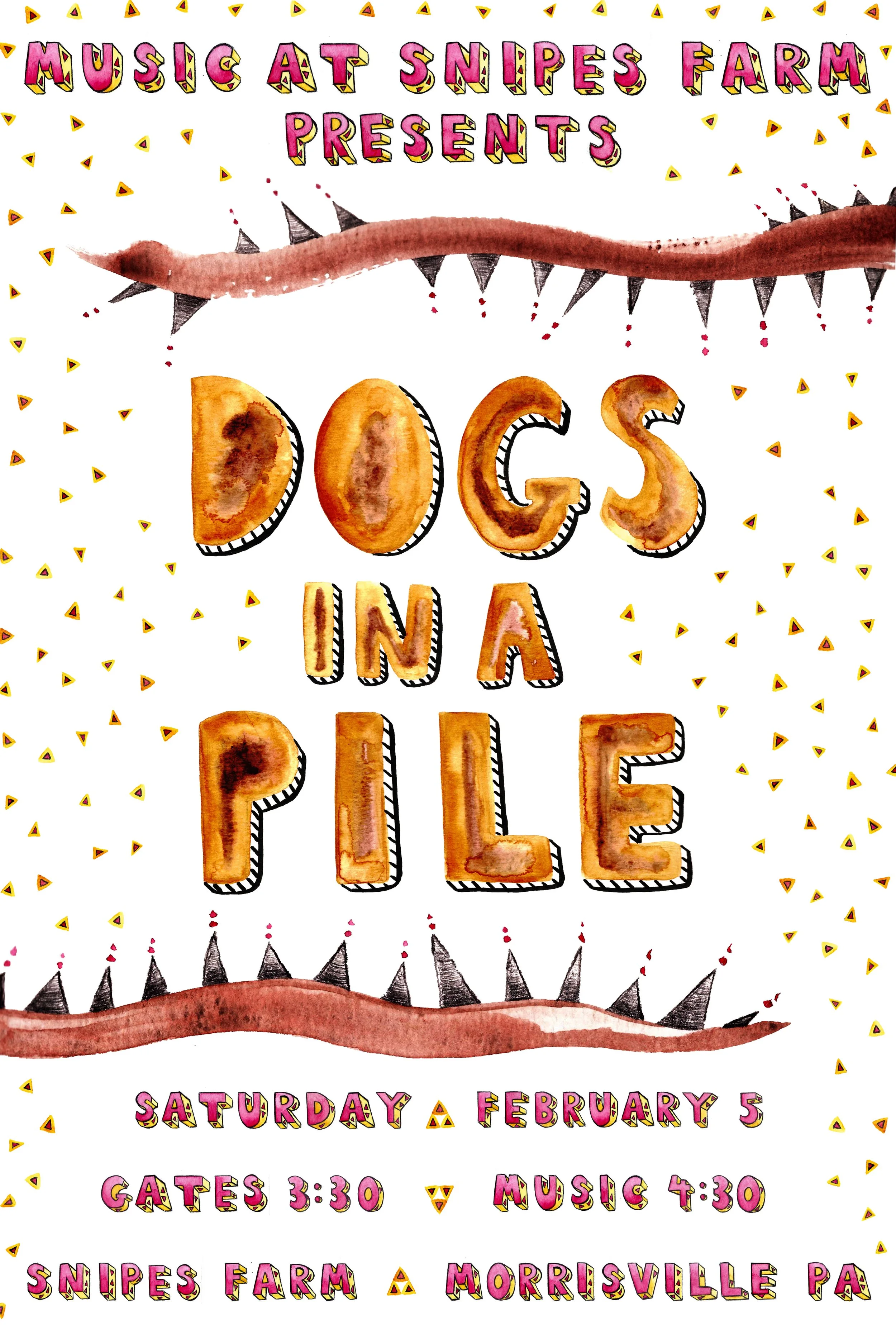Hand painted flyer design for a music event