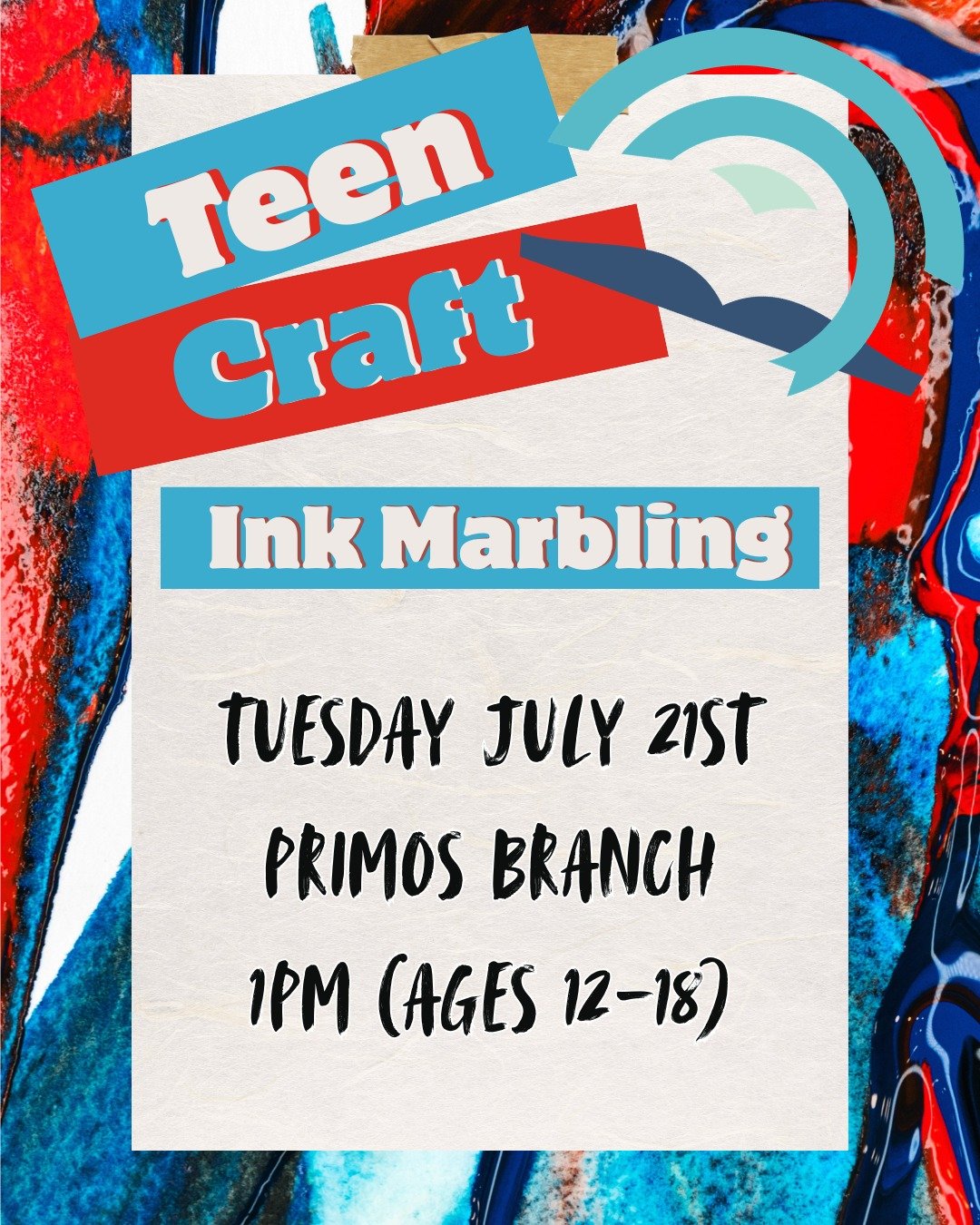 Join us tomorrow for another new craft event! This week we'll be using alcohol inks to create marbled masterpieces (which happen to be great backgrounds if you're coming to Junk Journal Jam on Wednesday). Come see where your creativity takes you! Fro