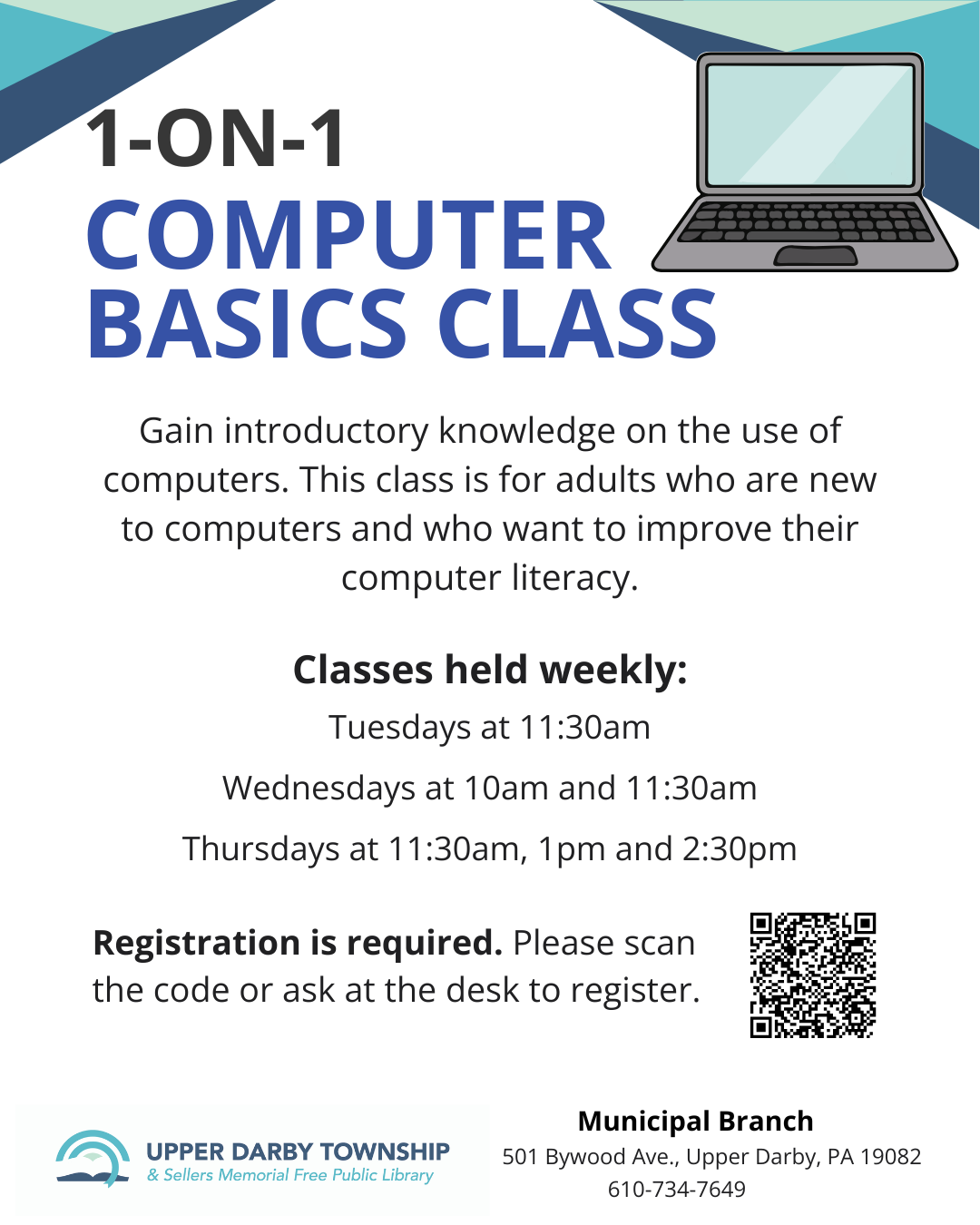 1-on-1 Computer Basics Classes - Municipal Branch