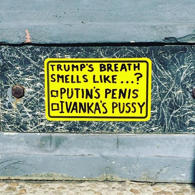 #dcstickers #slaptag #slaptags #streetart #urbanart #liddlehands #trump #donaldtrump #gop #statesofemergency #junkynation #russia #putin #badbreath