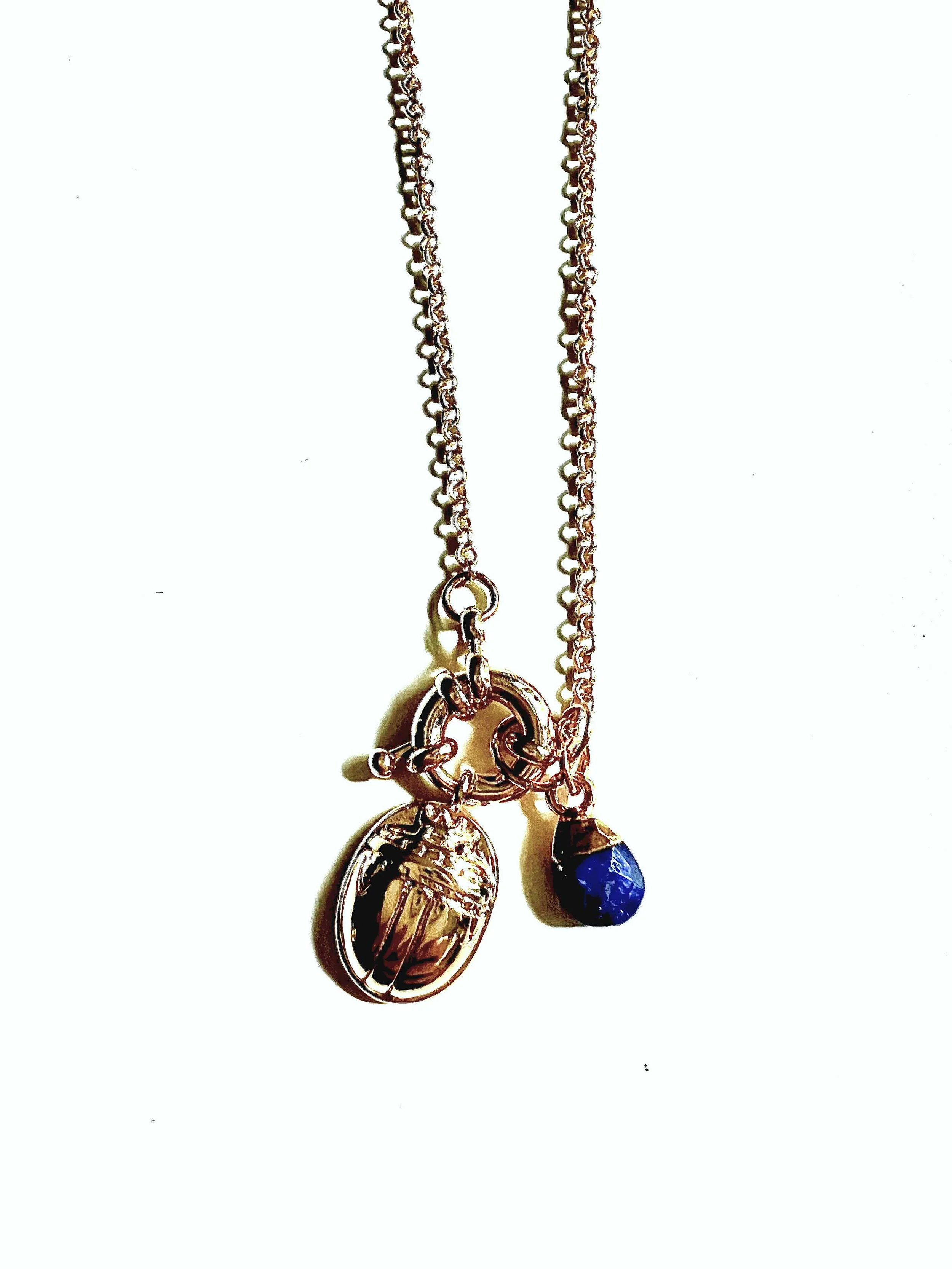 Good Luck Scarab Necklace with Briolette of your choice
