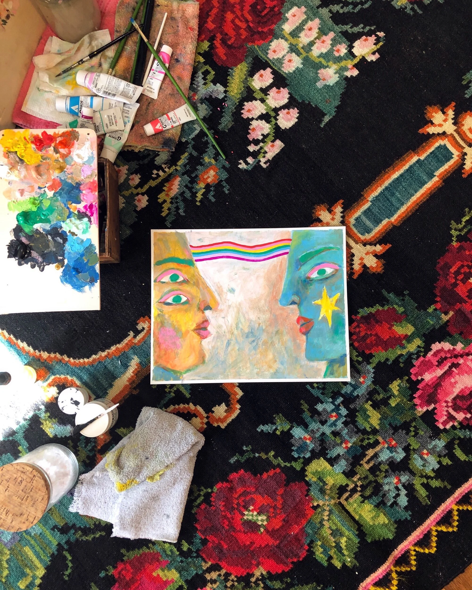 california artist, spiritual painting, rainbow art, spirit guides, witch art, cosmic art, colorful painting, tarot card art