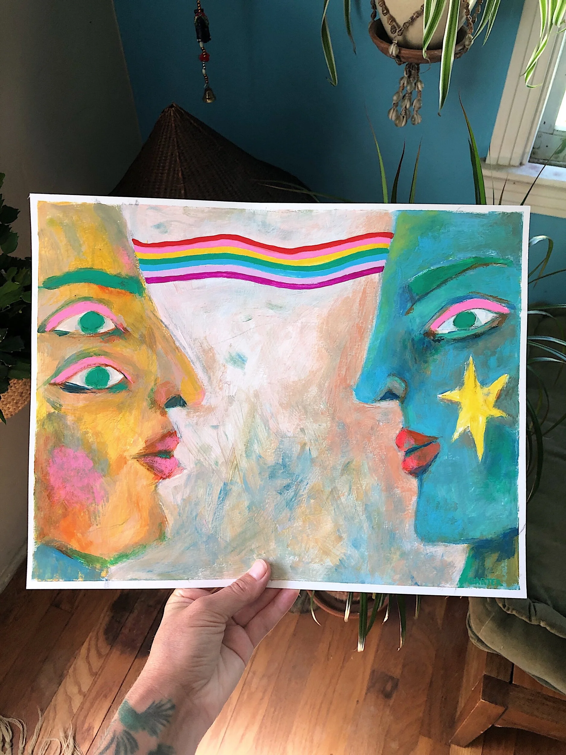 california artist, spiritual painting, rainbow art, spirit guides, witch art, cosmic art, colorful painting, tarot card art