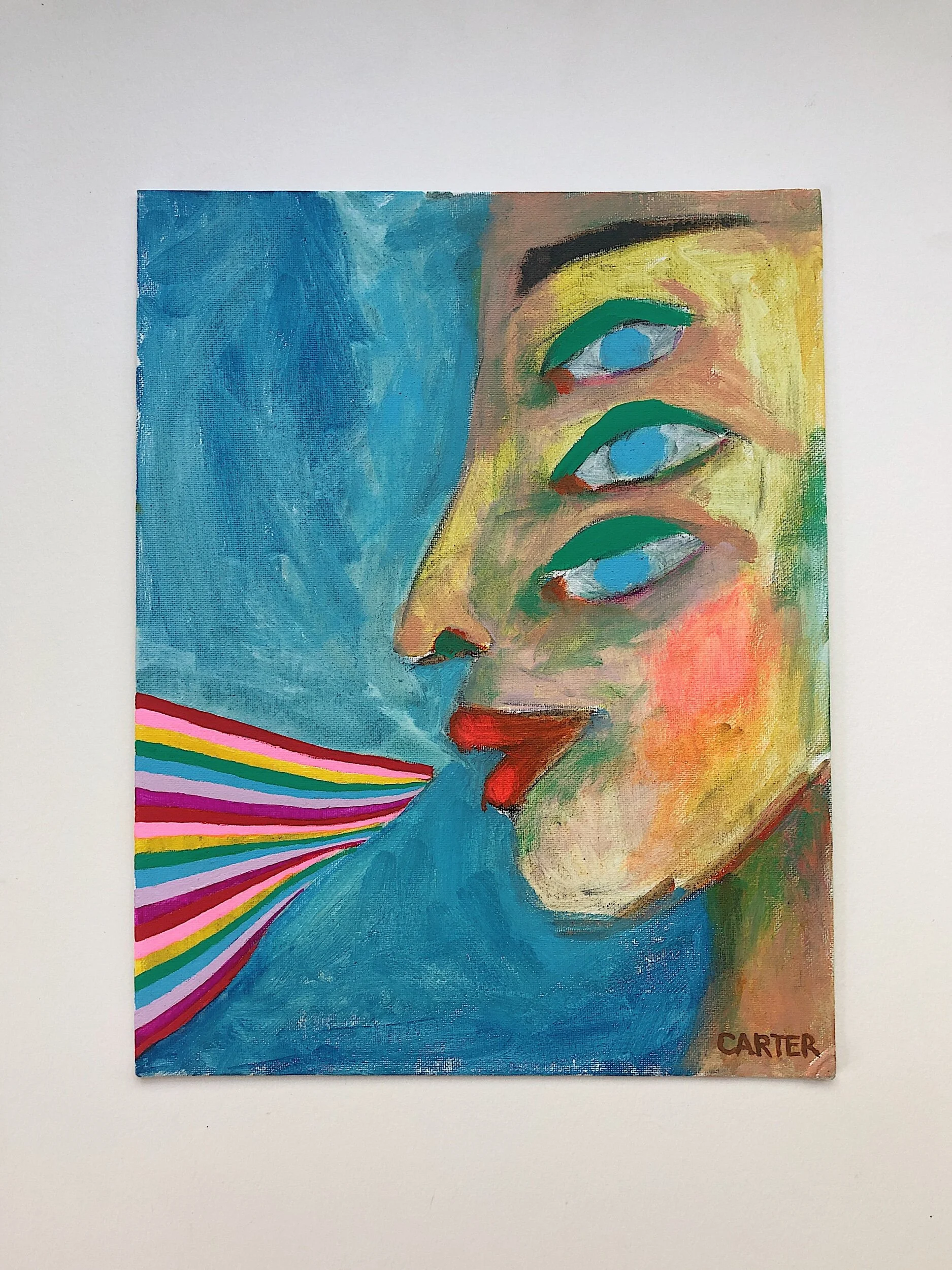 kelsea carter, california artist, portrait painting, cosmic painting, rainbow painting, eyes painting, witchy art, spiritual art, spiritual painting