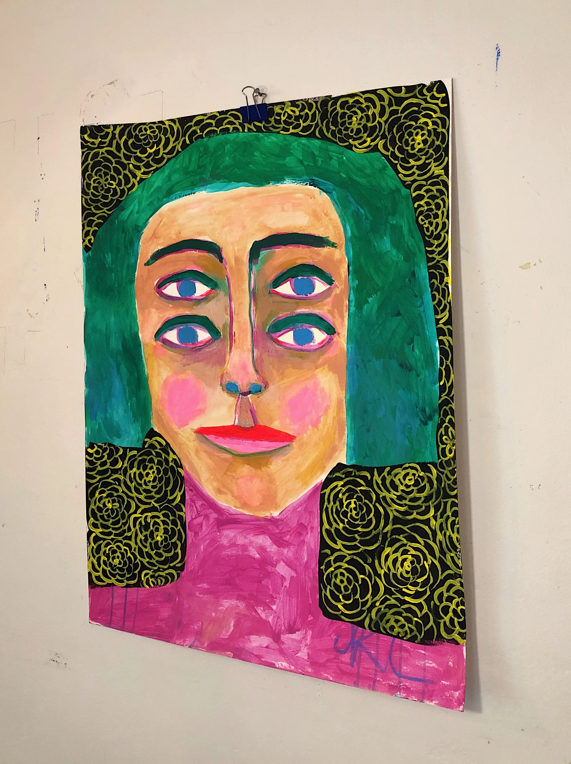 colorful portrait painting, new york city art, los angeles artist, california indie art, spiritual art, boho art, quantum art, alien art