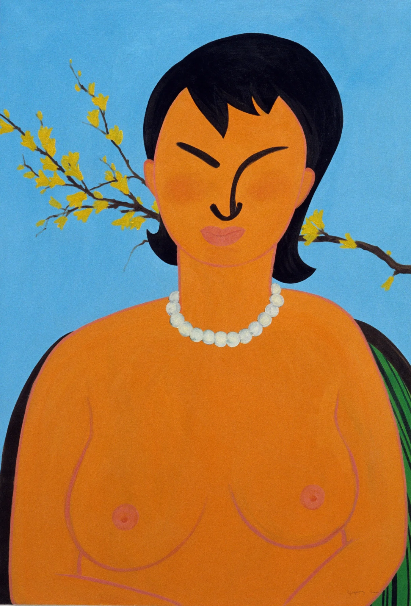 Woman with a pearl necklace