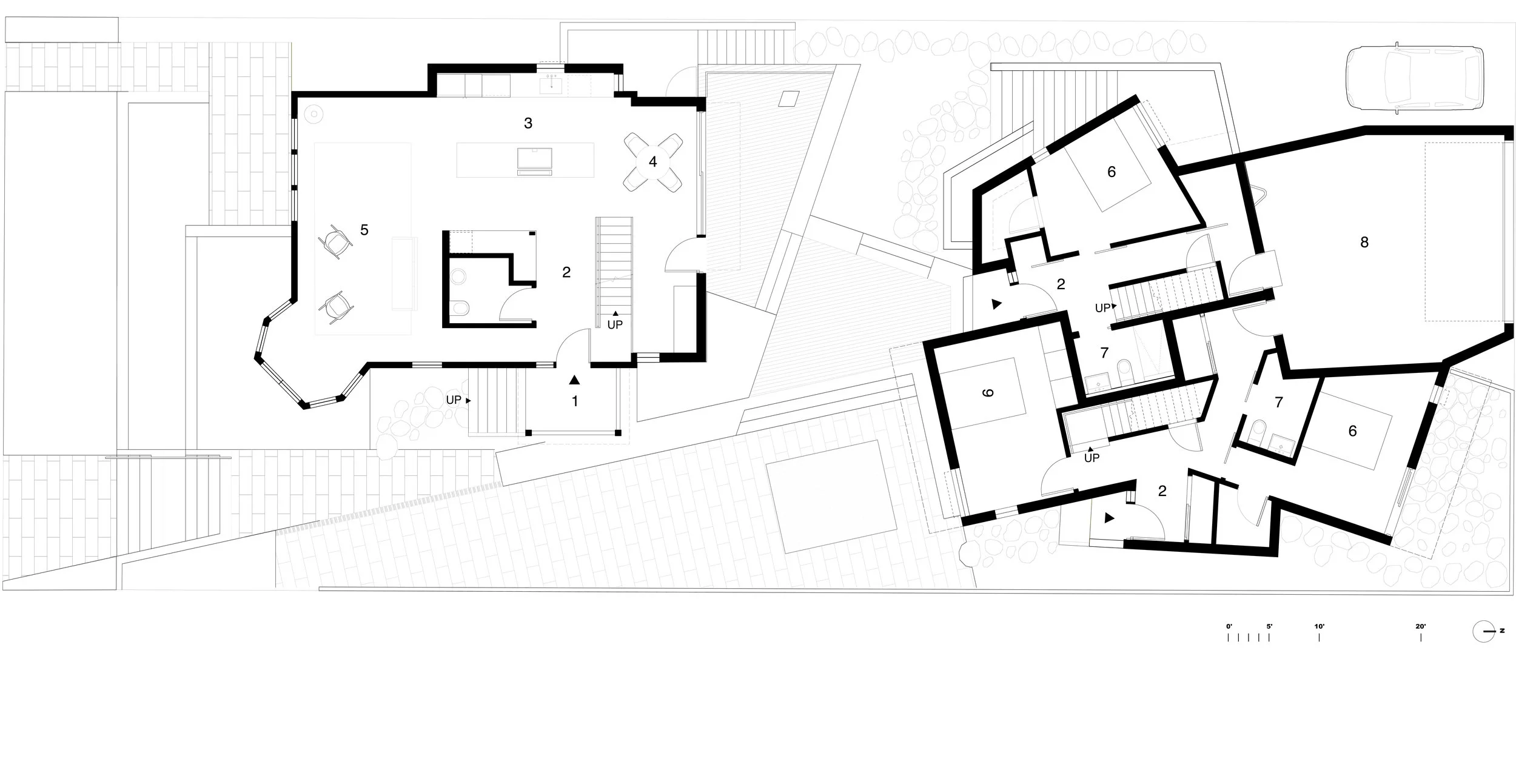 Main Floor 1 Porch 2 Entry 3 Kitchen 4 Dining Room 5 Living Room 6 Bedroom 7 Bathroom 8 Shared Garage