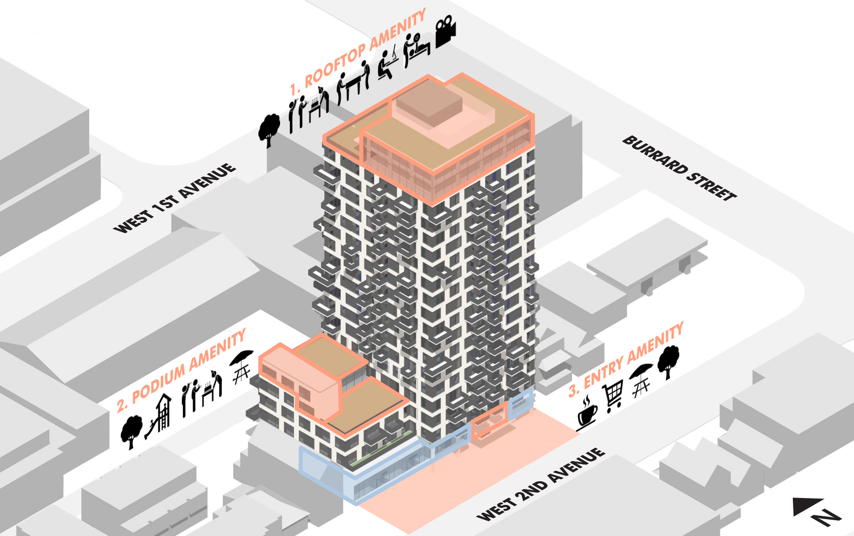  A primary goal of the project is to maximize the amount of indoor amenity available to tenants to catalyze community, improve liveability and spark sociability within the tower. We believe this to be a key component in the creation of homes that sup