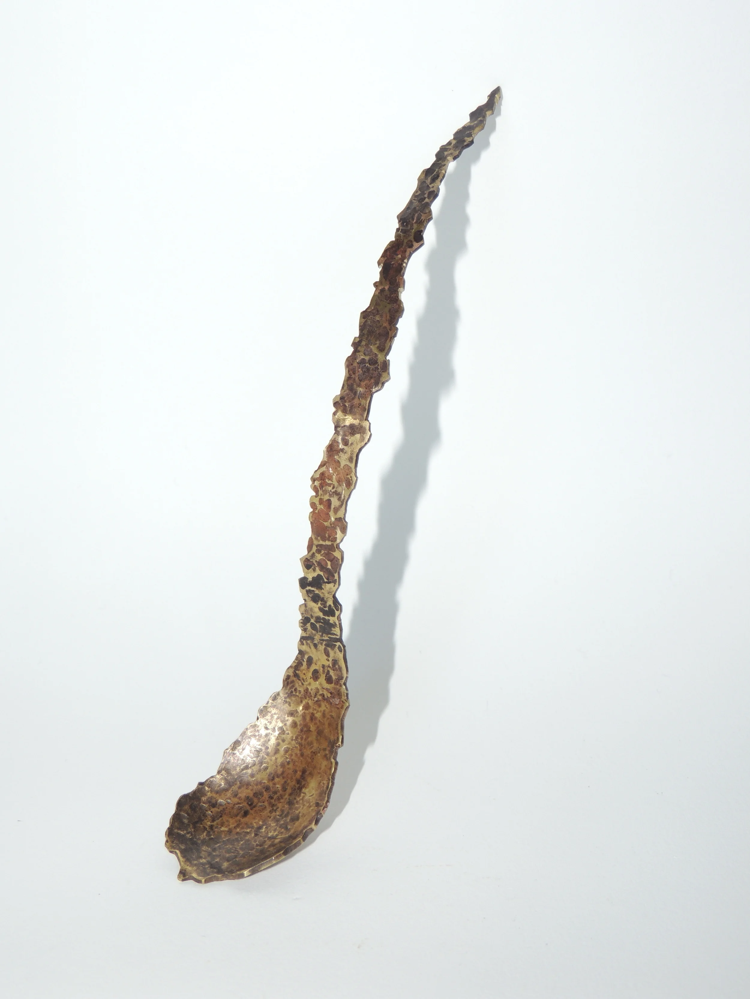  Weathered Spoon  Brass and heat patina&nbsp; 