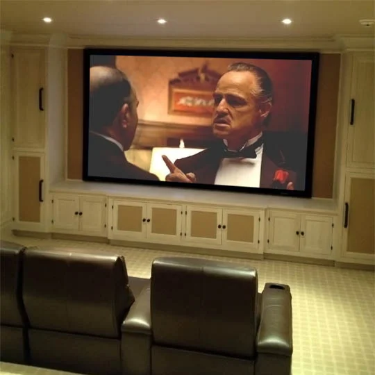 Personalized Home Theater Beige Screen Brown Leather Seats HTE NY.jpg