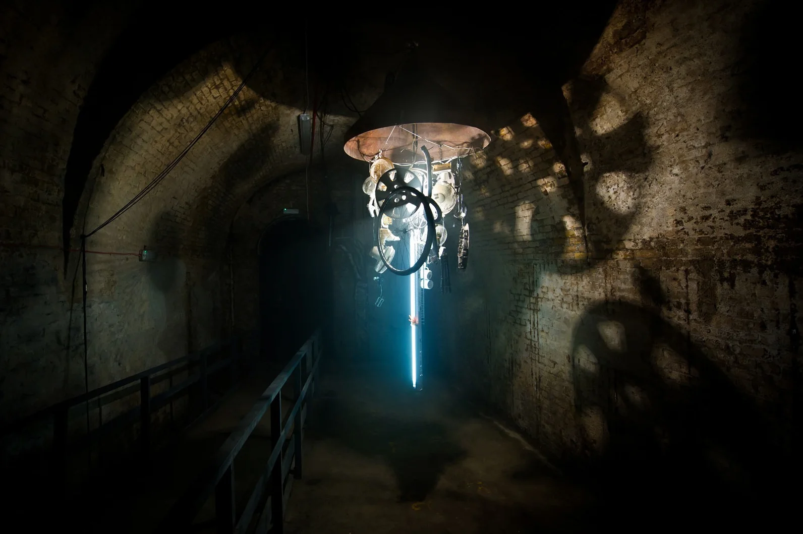 Salvaged object sound and light installation adorns the stench of the Old Vic tunnels, London for the Lazarides Minotaur group show. With Lucy McLauchlan and Caleb Madden