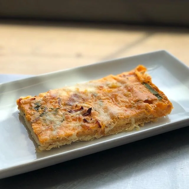 🍅savory summer flavors 
tomato bacon basil mozzarella tart
*available online under the pastries option or call in*