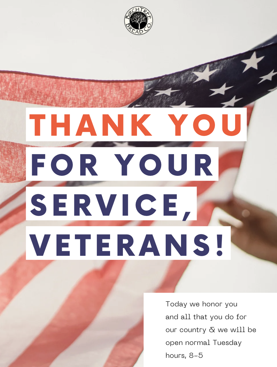 Open Regular Hours for Veterans Day 