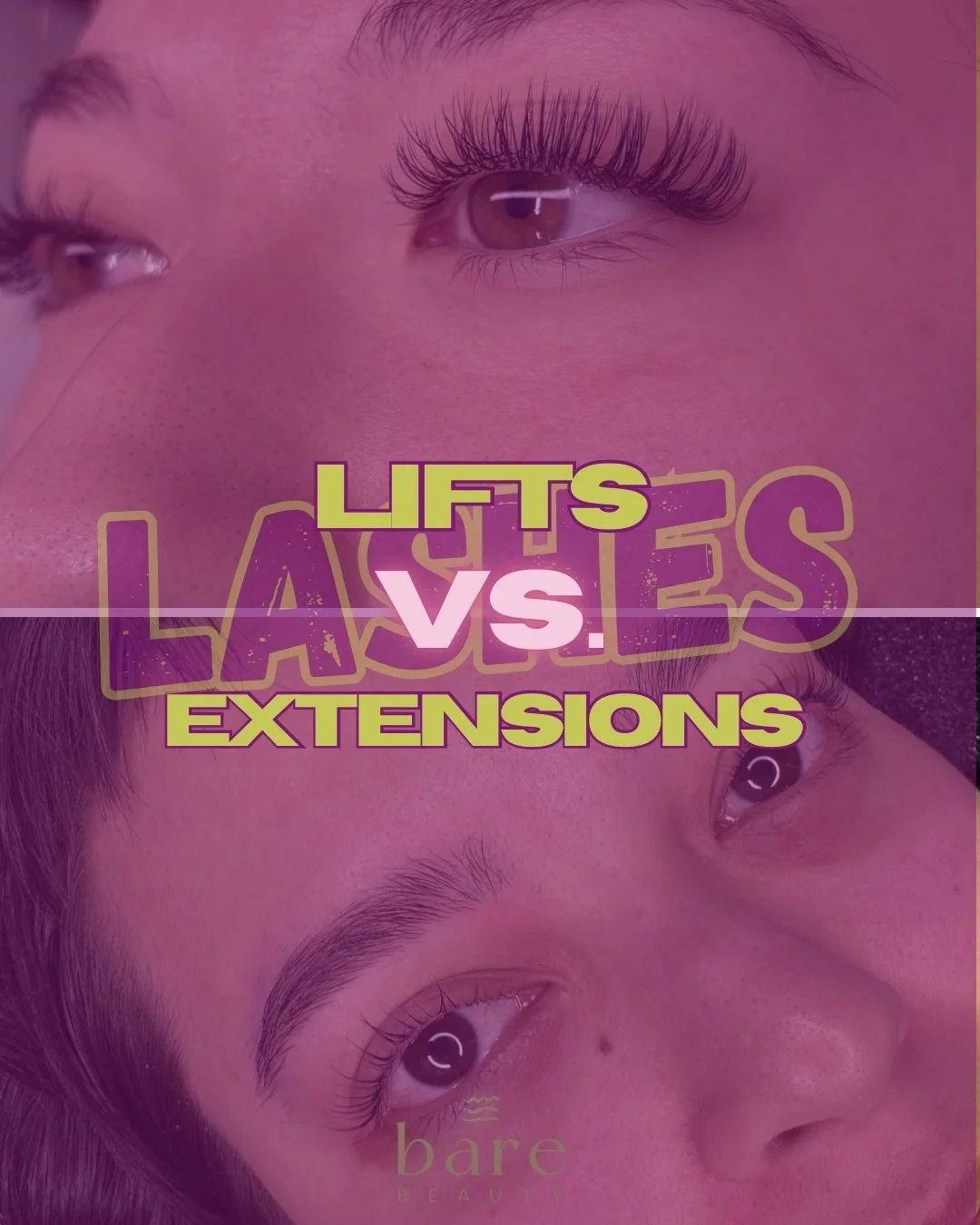 Learning the Difference Between Lash Lifts &amp; Extensions at Bare Beauty

At Bare Beauty, we prioritize delivering a top-notch lash experience. Let&rsquo;s explore the distinctions between Lash Lifts and Extensions!

Lash Lifts
A lash lift is essen