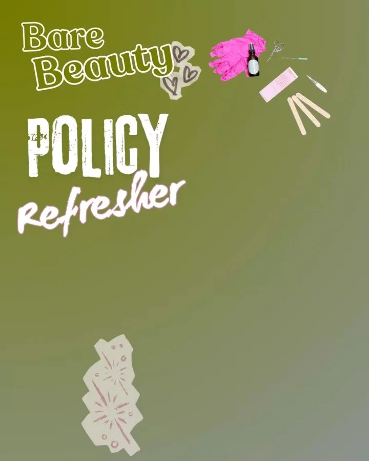 We love our Bare Beauty community! To keep our space running smoothly and ensure everyone gets the time they deserve, here&rsquo;s a quick refresher on our studio policies. 💚
.
For fastest way to reach your Estheticians is via text or calling them d
