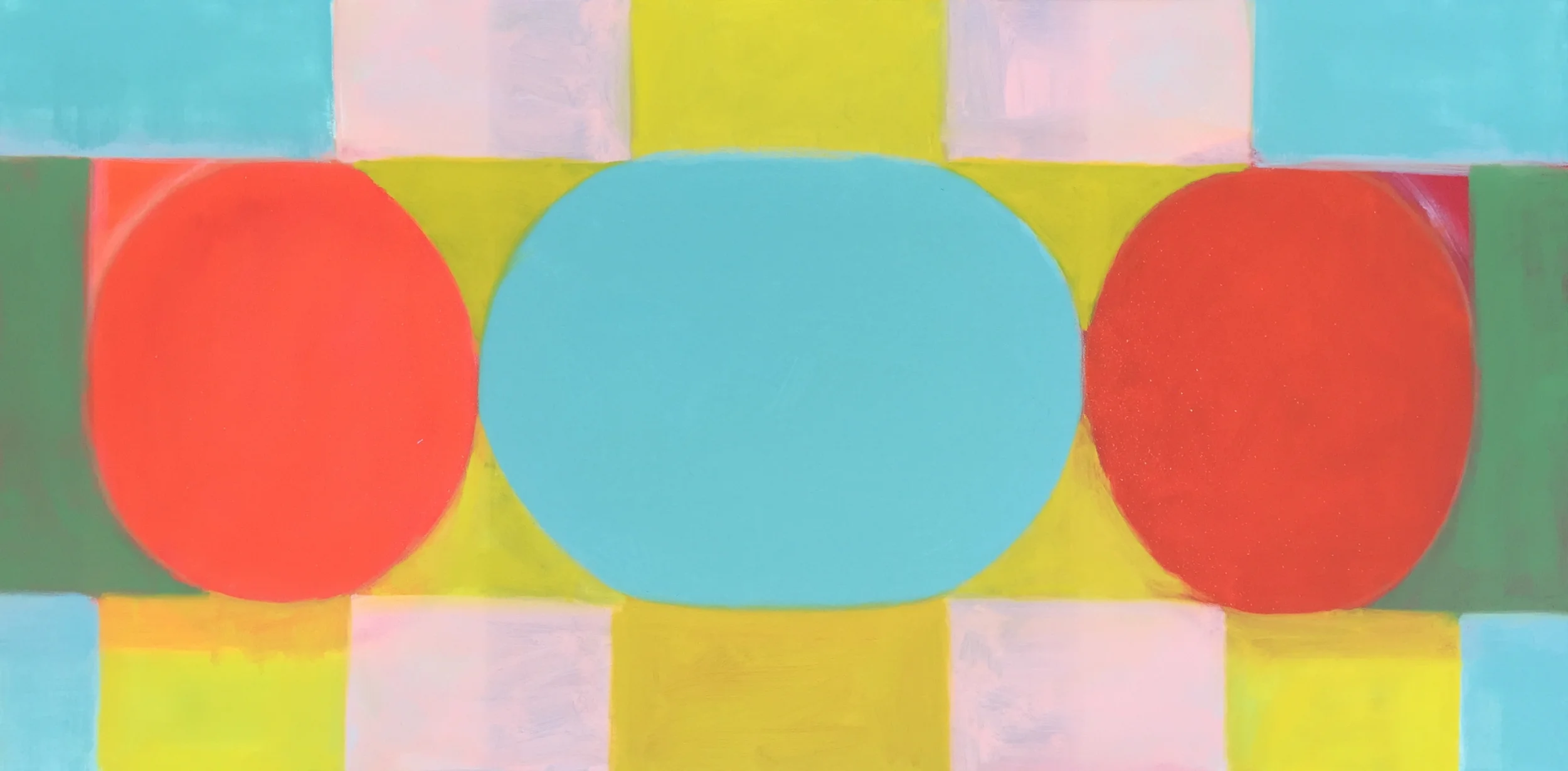 Blue, Red, Pink, Green, Yellow I, 2015, oil on canvas, 24x47