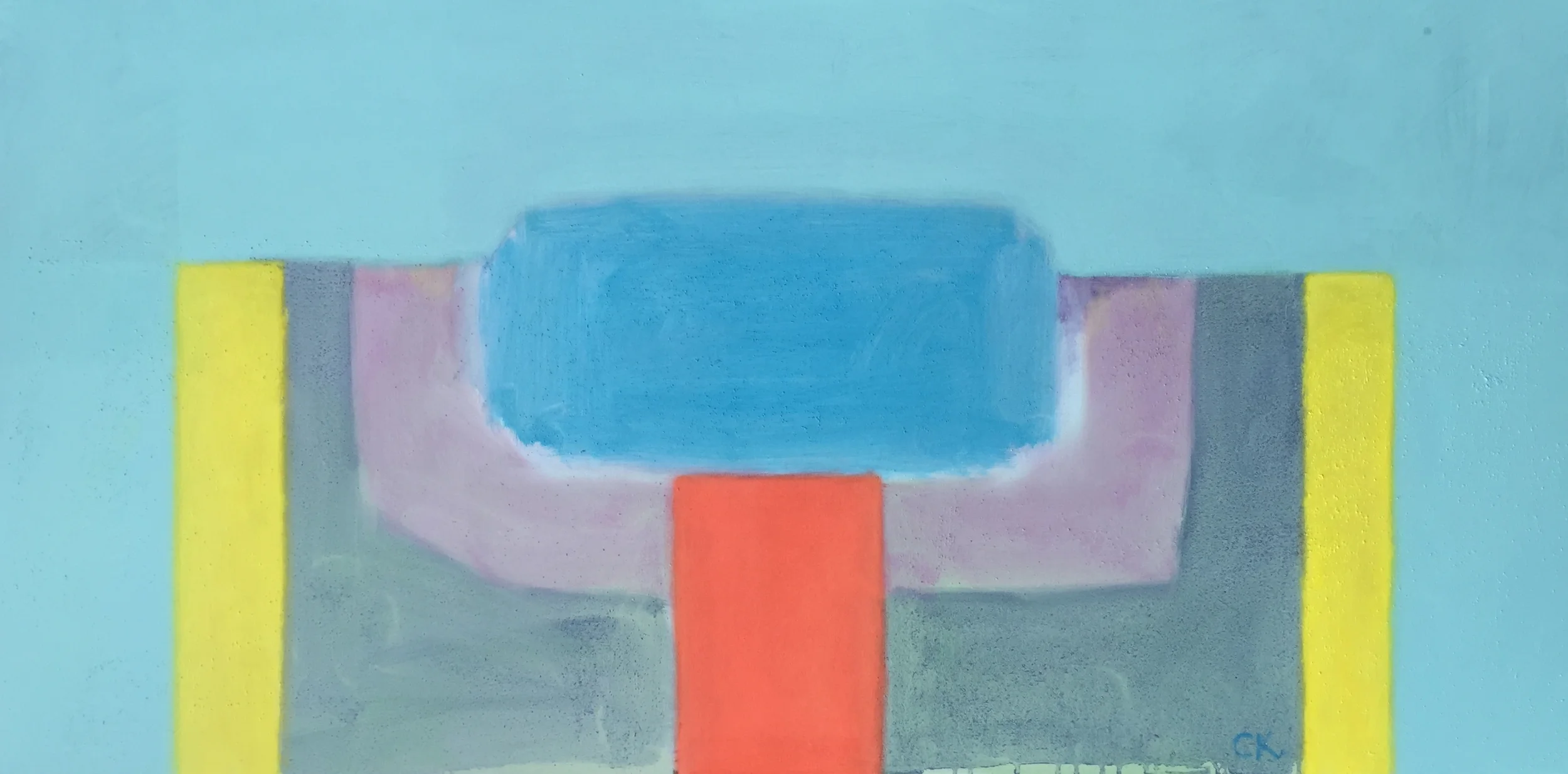 Sky Blue, Violet, Indigo, Yellow, Geranium I, 2015, oil and marble dust on canvas, 24x47