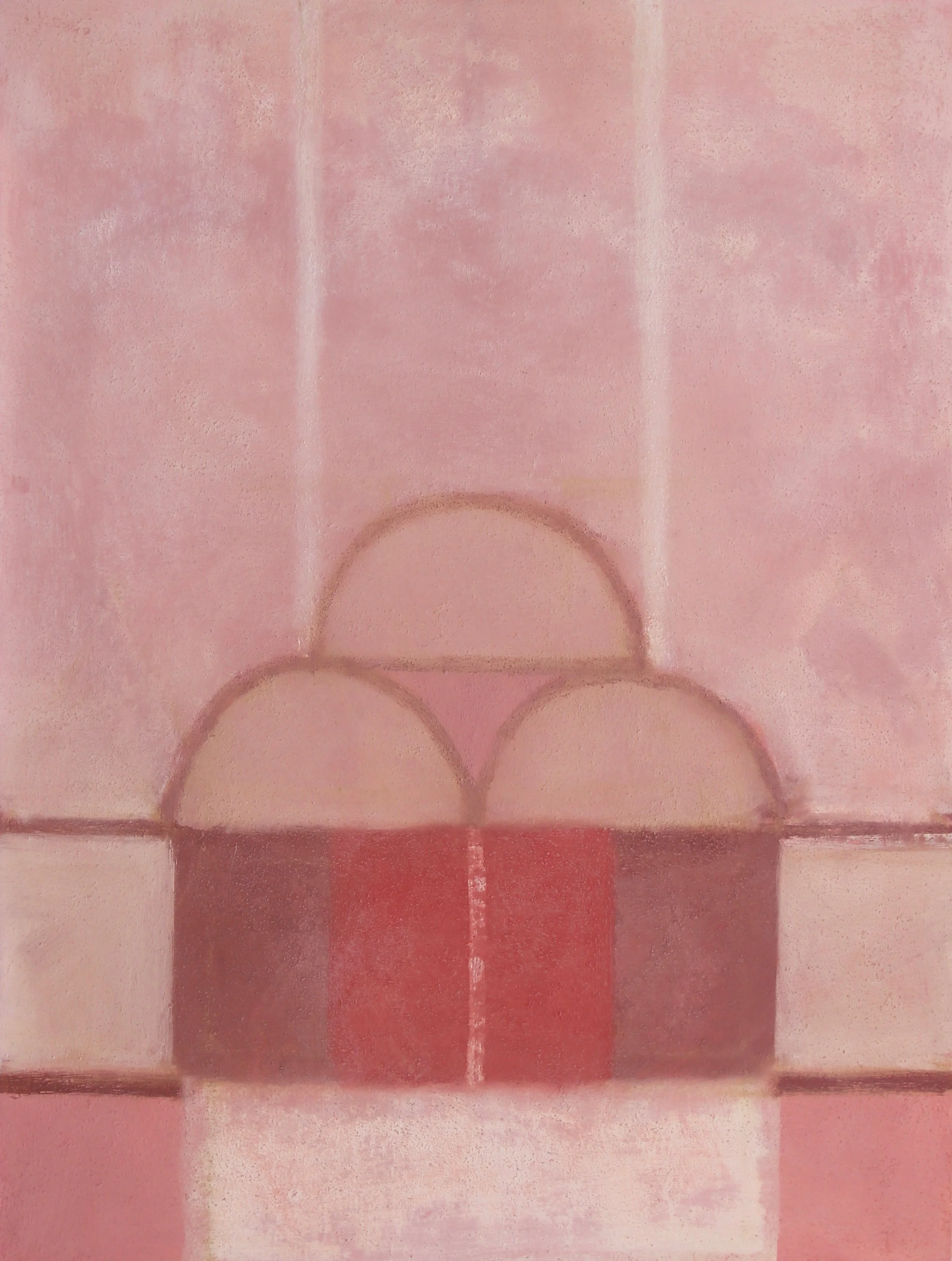 Red and Pink Celestial Monument, 2016, oil and tempura on canvas, 48x36