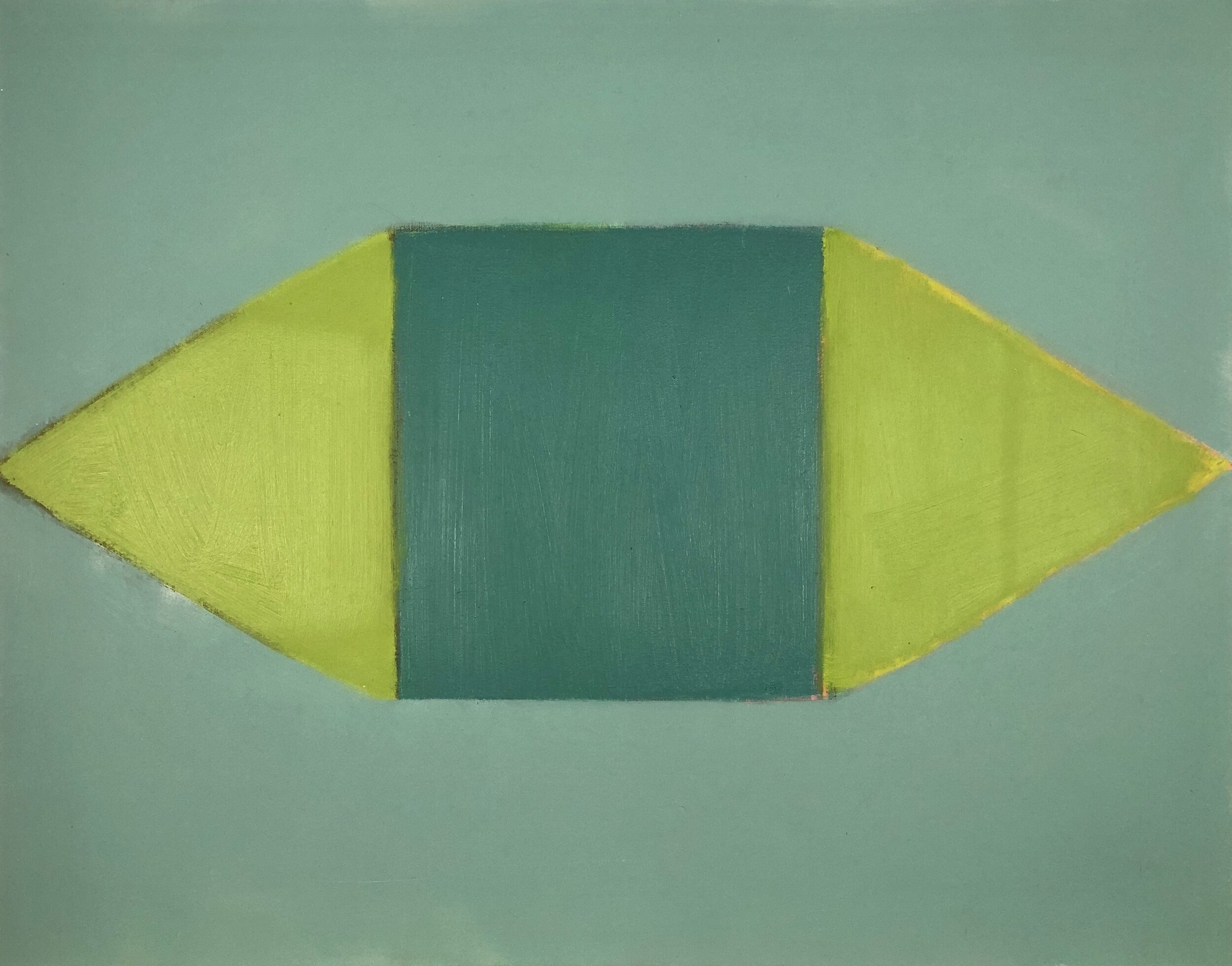 Horizontal Signal: Topaz and Lime, 2017, oil on canvas, 22X28