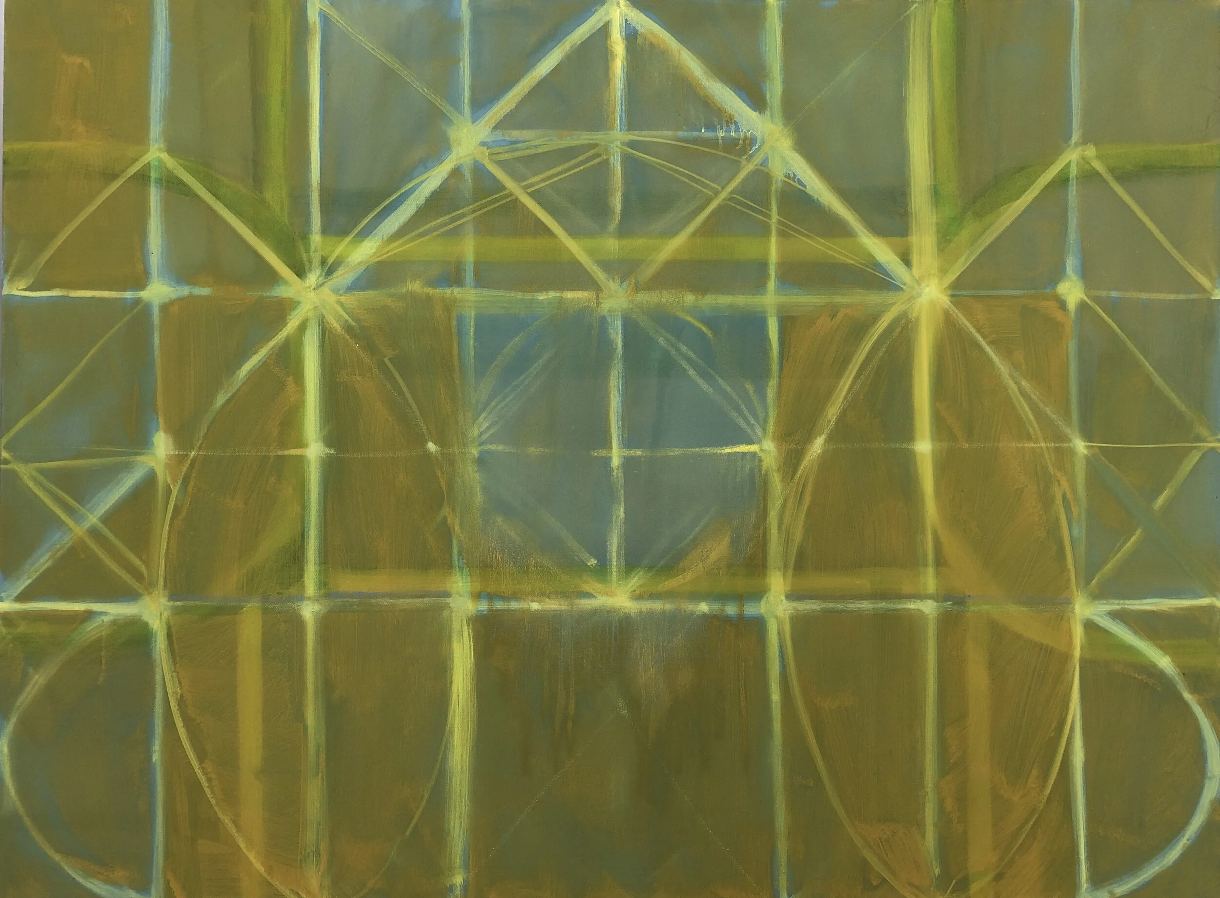 Transception Network: Blue and Yellow, 2019, oil on canvas, 36X48