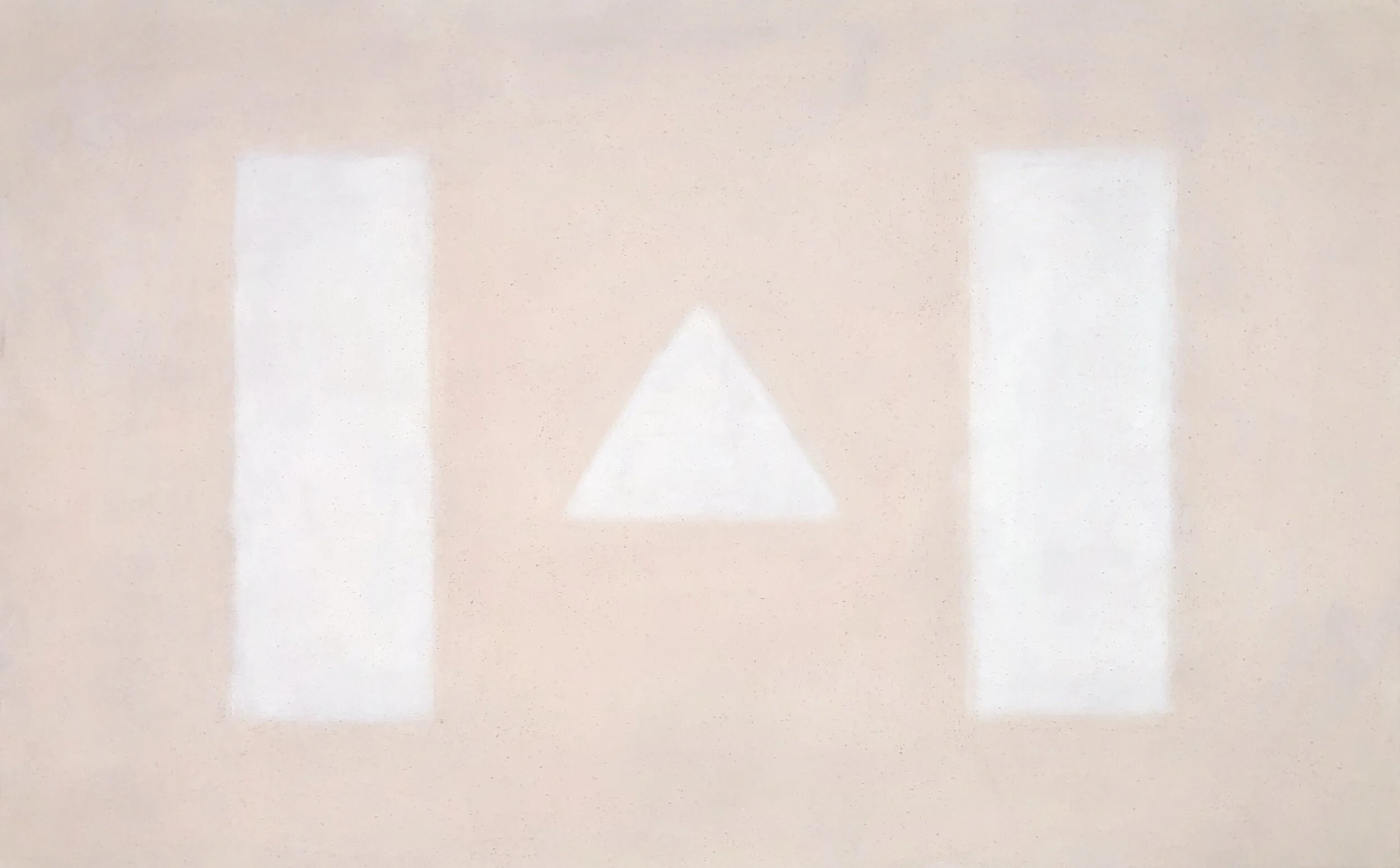 Poppy: No. 2, Pink and White, Triangle, 2019, oil and marble dust on canvas, 30X48