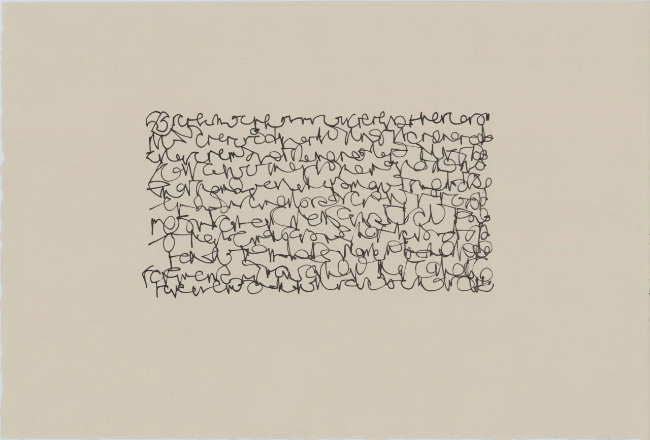 Mystery Writing December 12, 2019, india ink on paper, 15X22