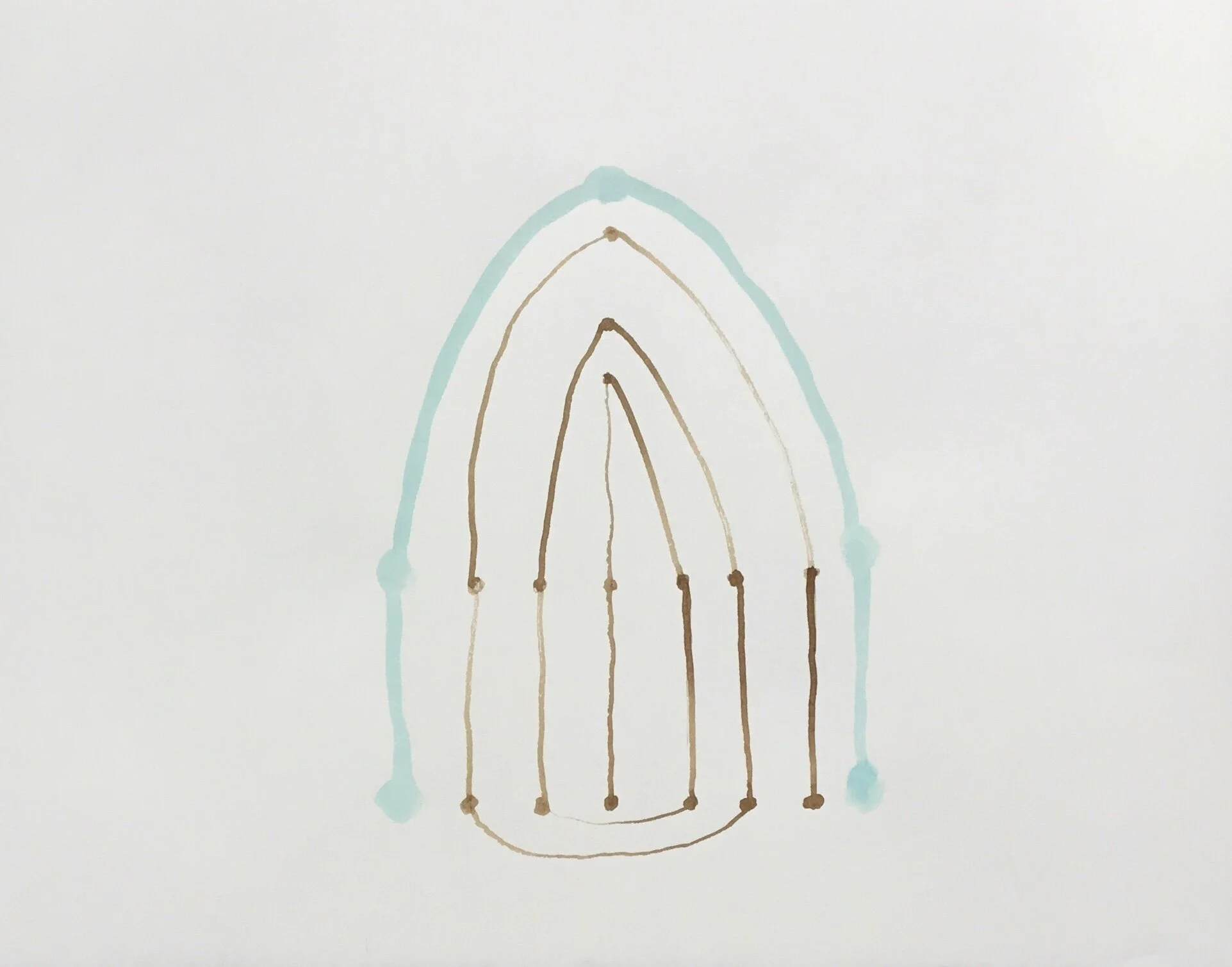 Mystery Path Blue Archway, 2020, walnut ink and gouache on paper, 11x14