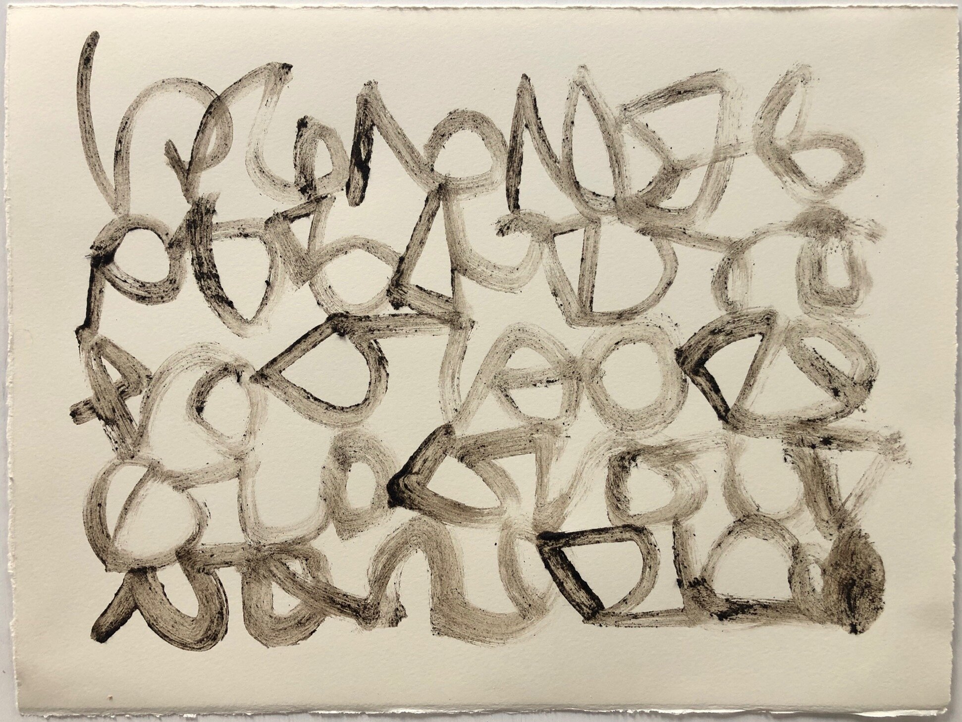 Mystery Writing November 3, No. 1, 2020, local earth pigment on paper, 11X15
