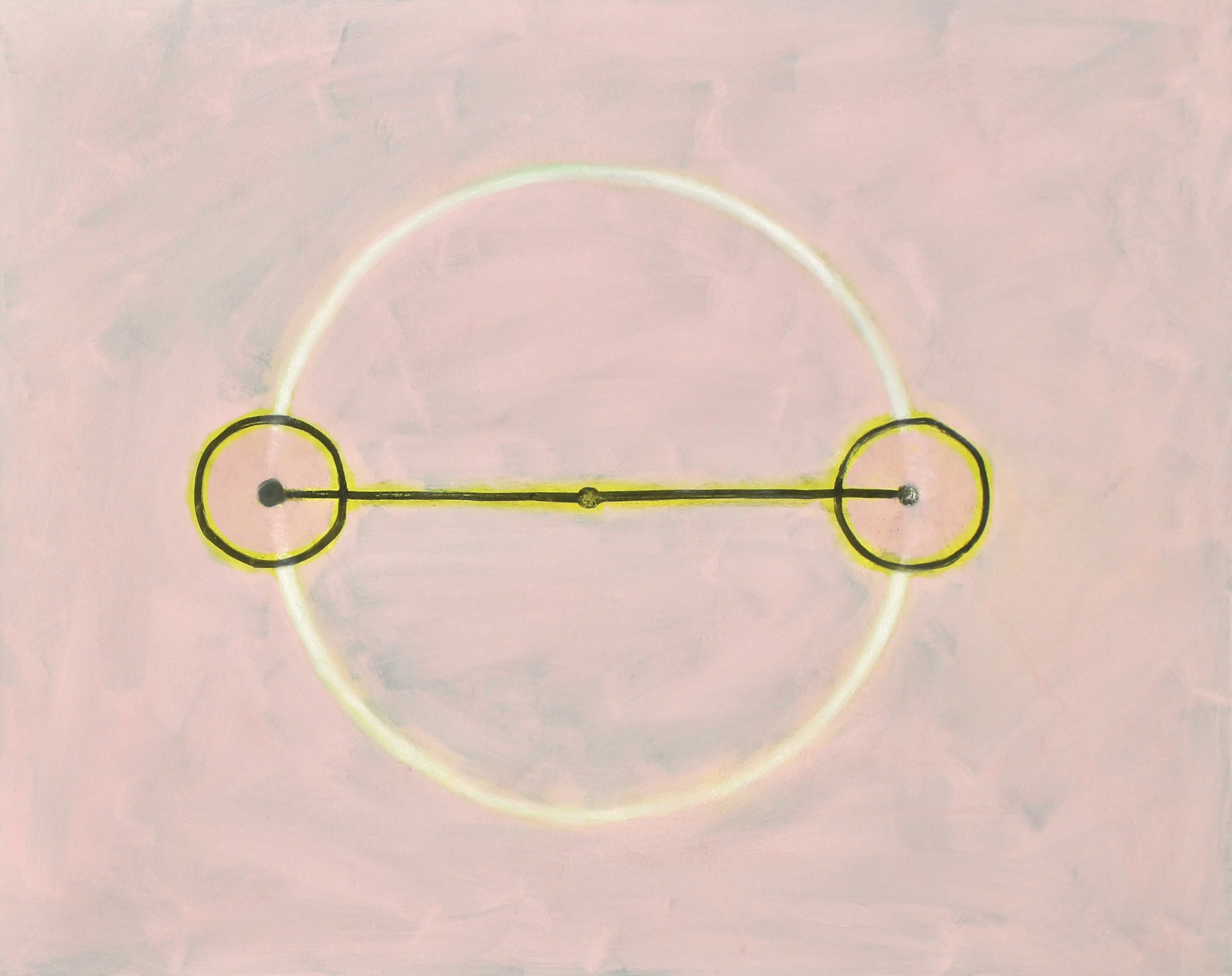 Triple Spinning Balance: Pink, 2021, oil and marble dust on canvas, 40X50