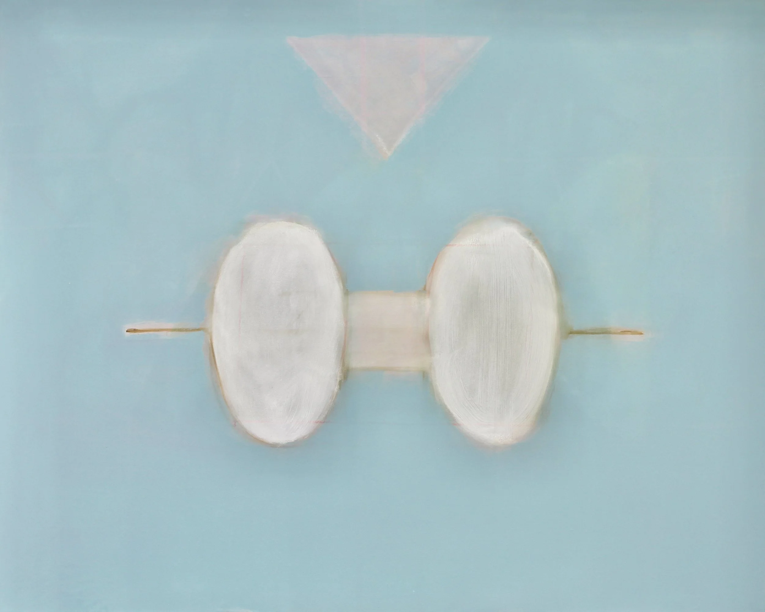 Mystery Forms with Two White Ovals, 2021, oil on canvas, 48X60