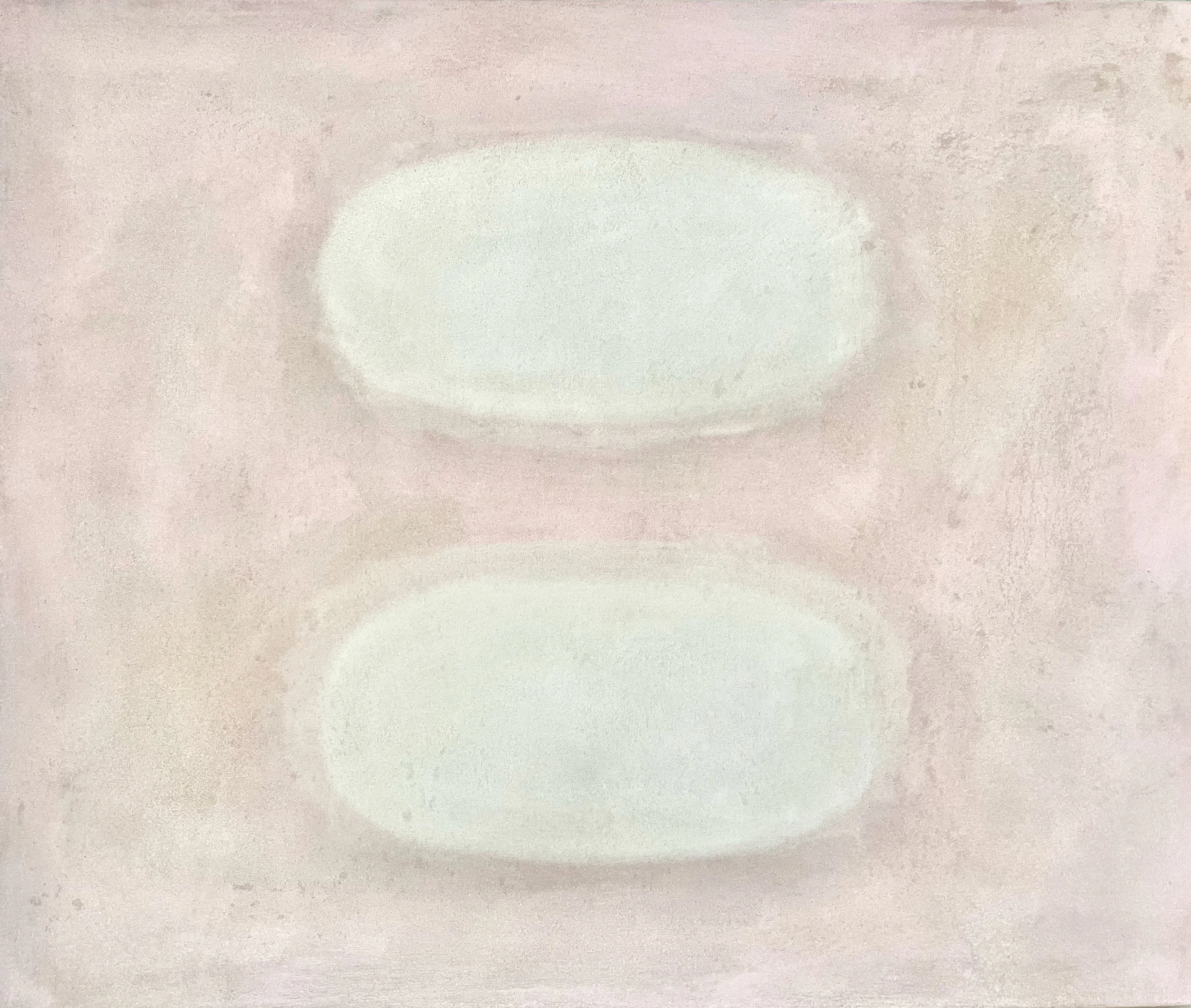 Two Seeds: Pale Pink, 2025, oil and marble dust on linen, 30X36