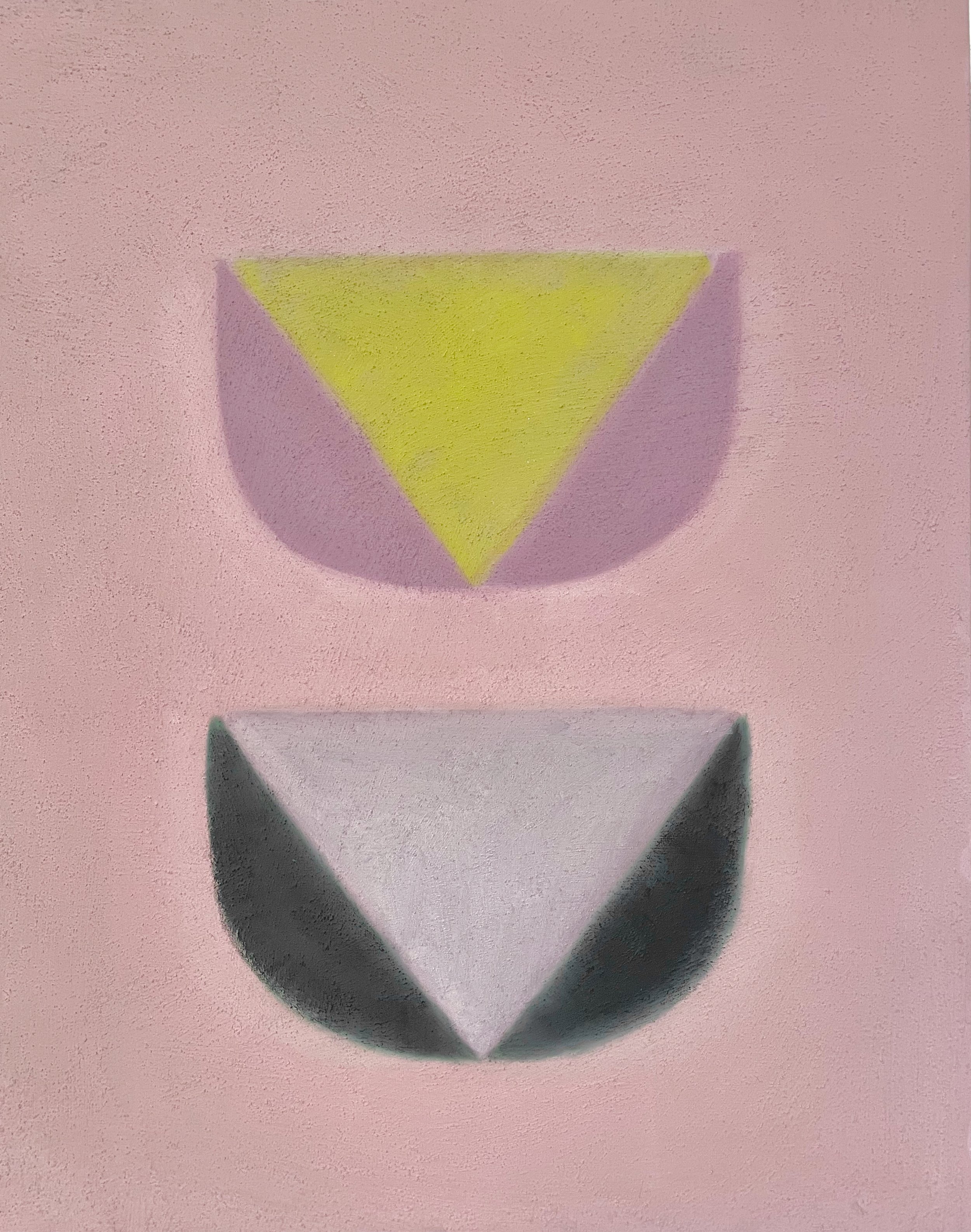 Two Seeds: Lilac and Chartreuse, 2025, oil and marble dust on canvas, 30X24