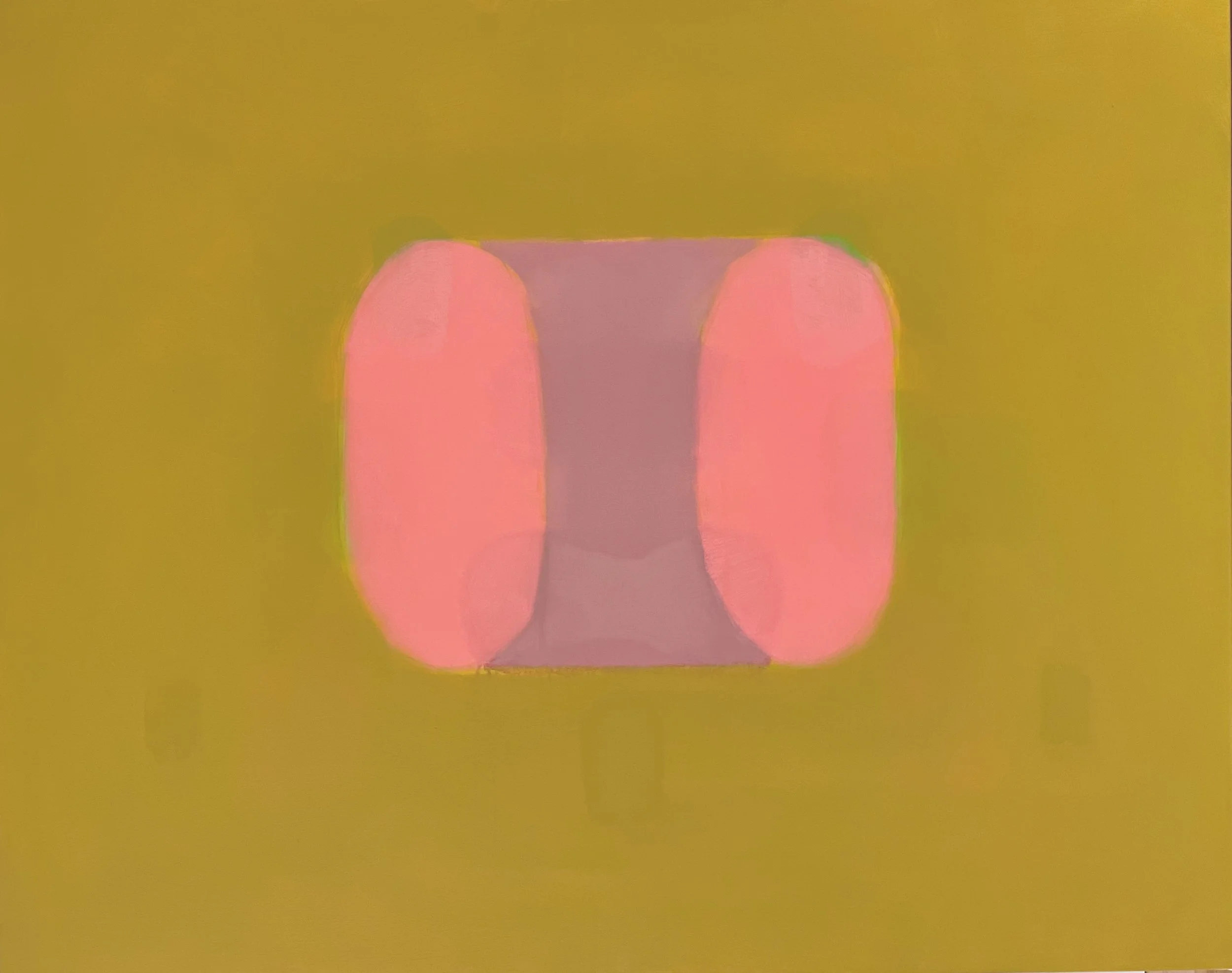Mystery Synapse: Dark Chartreuse, 2025, oil on canvas, 48X60