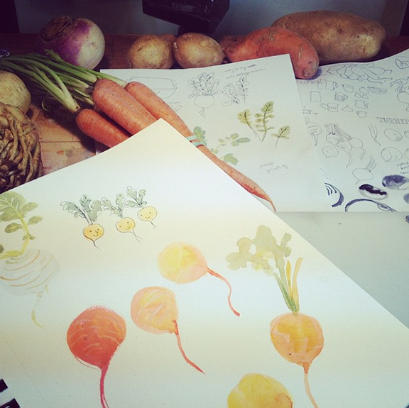 Some veggies. Couldn't help putting some faces on some of them!