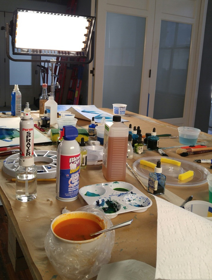 Some painting and soup day before the shoot. On shooting days, our paint table looked like it was hit by a hurricane. It was CRAZY chaos.