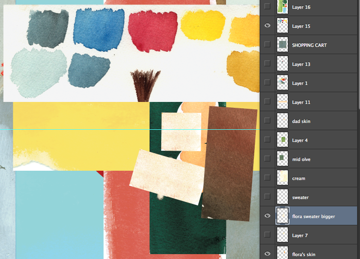 Screen shot of my palette file -- I have many layers as you can see. It helped to keep track of each character's skin tone and clothes.