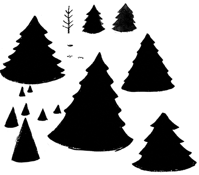 These trees were hand painted with acrylic paint.