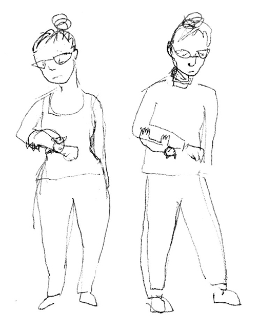 Early sketches done with my left hand of how I envisioned my pain.