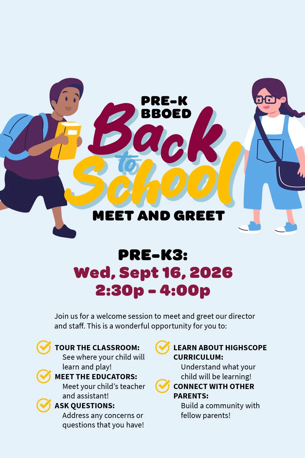 Back to School Meet and Greet — Pre-K 3