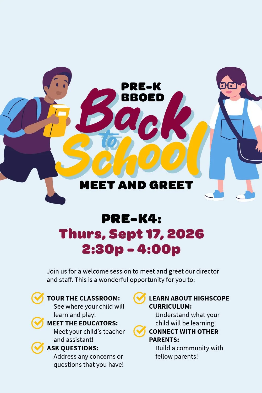 Back to School Meet and Greet — Pre-K 4