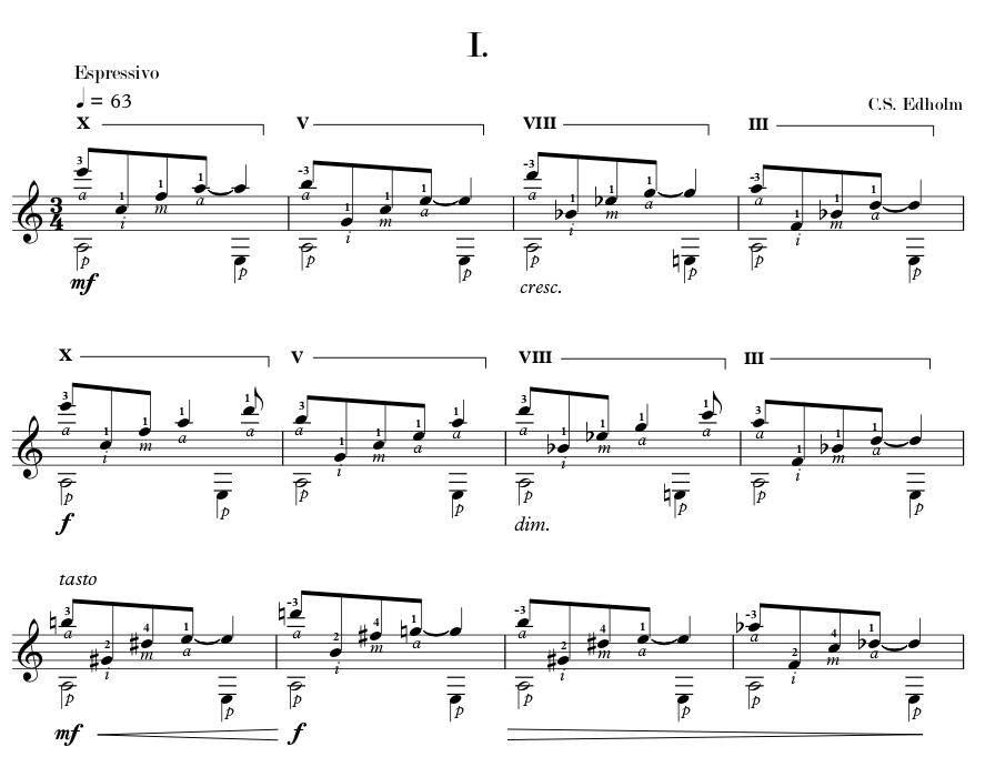 Four Intermediate Etudes for solo guitar