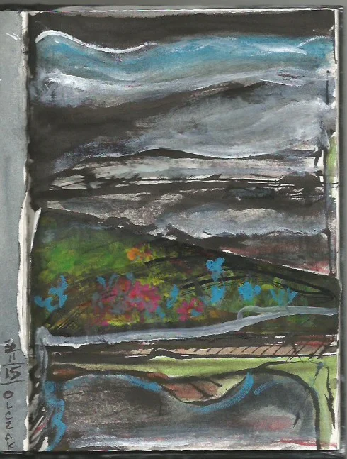 Collage 6: Landscape inspired - collage and ink and gouache.