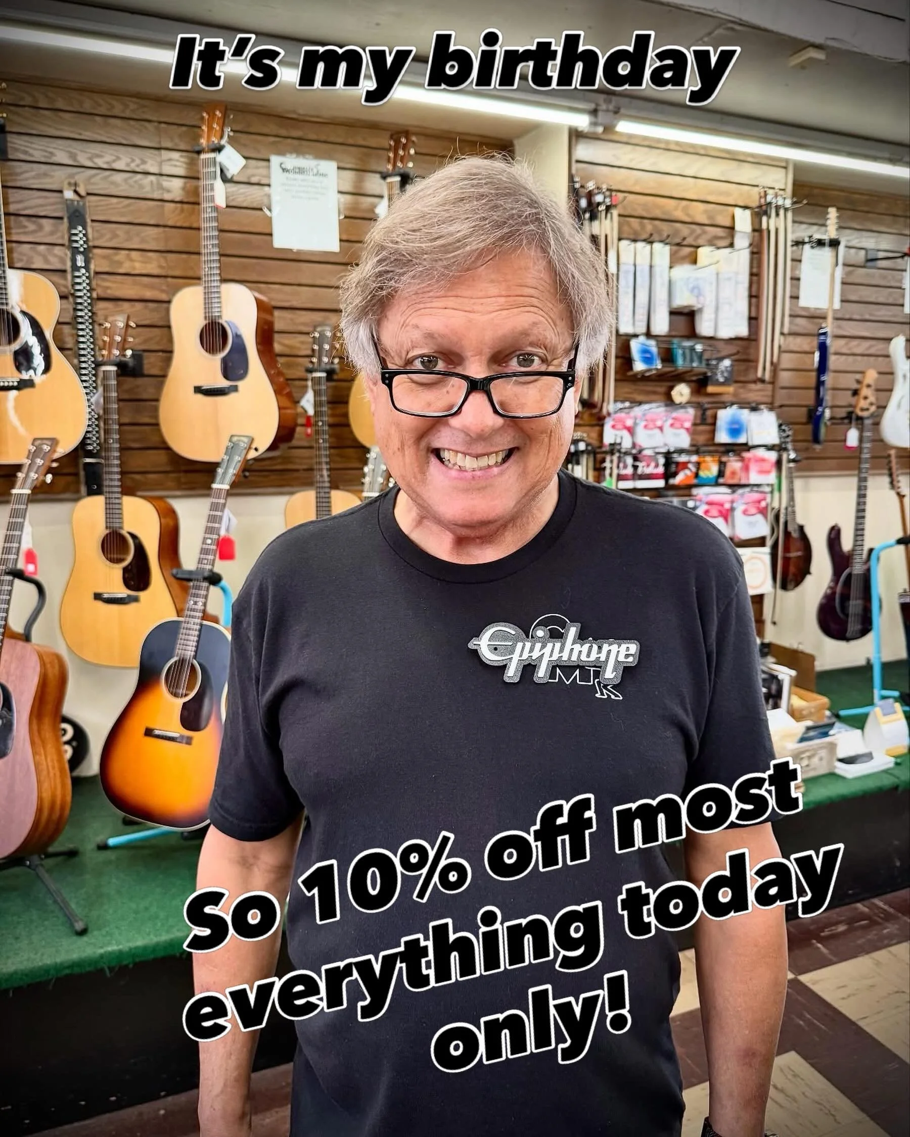 Happy birthday to the best bossman ever @daviddcampbell56  he is going to let us take an extra 10% off the lowest price on almost everything in the store today only! #shopsmall #shoplocal #music #birthdaysale