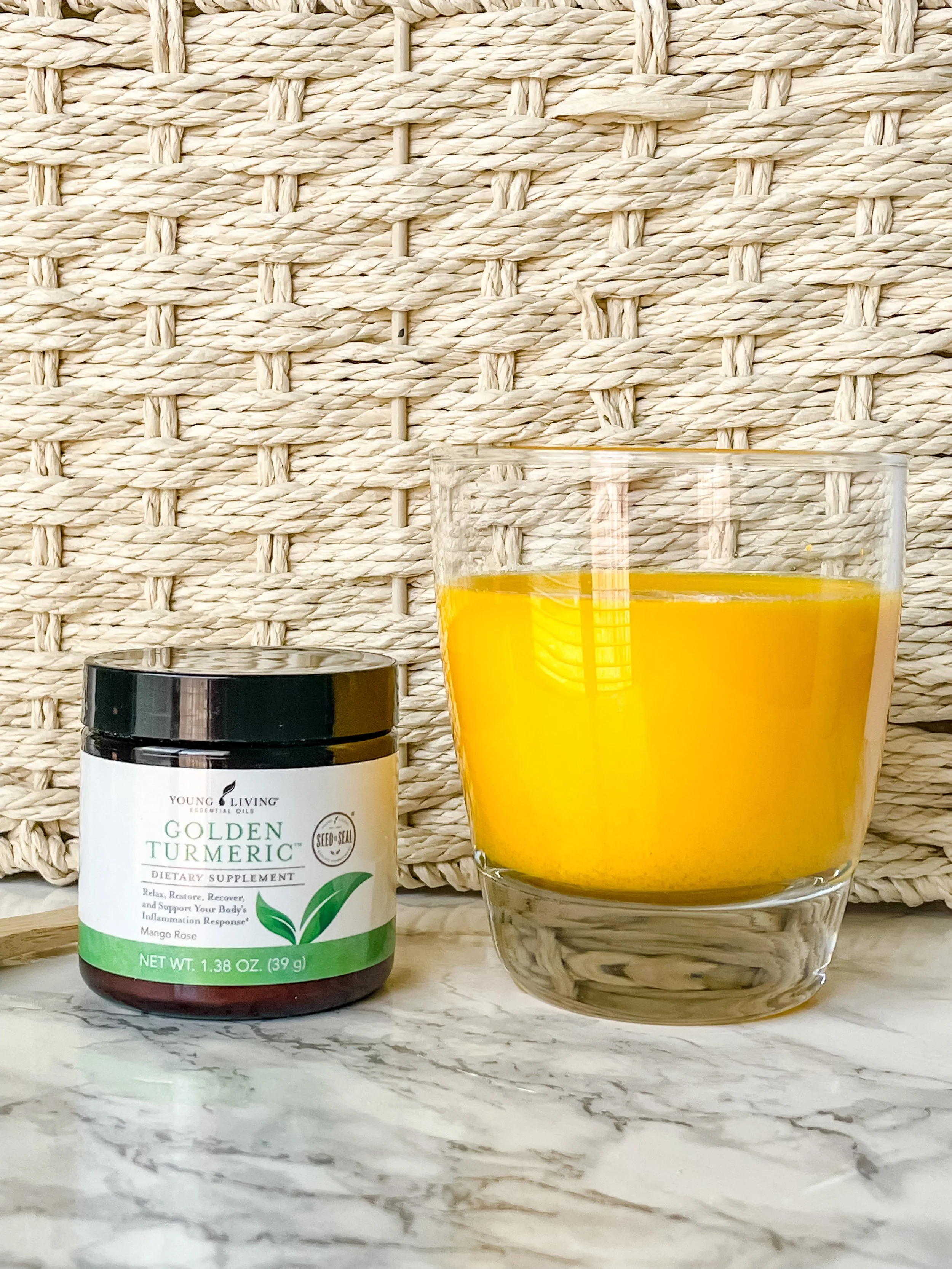 Golden Turmeric-Mango Rose with Spoon