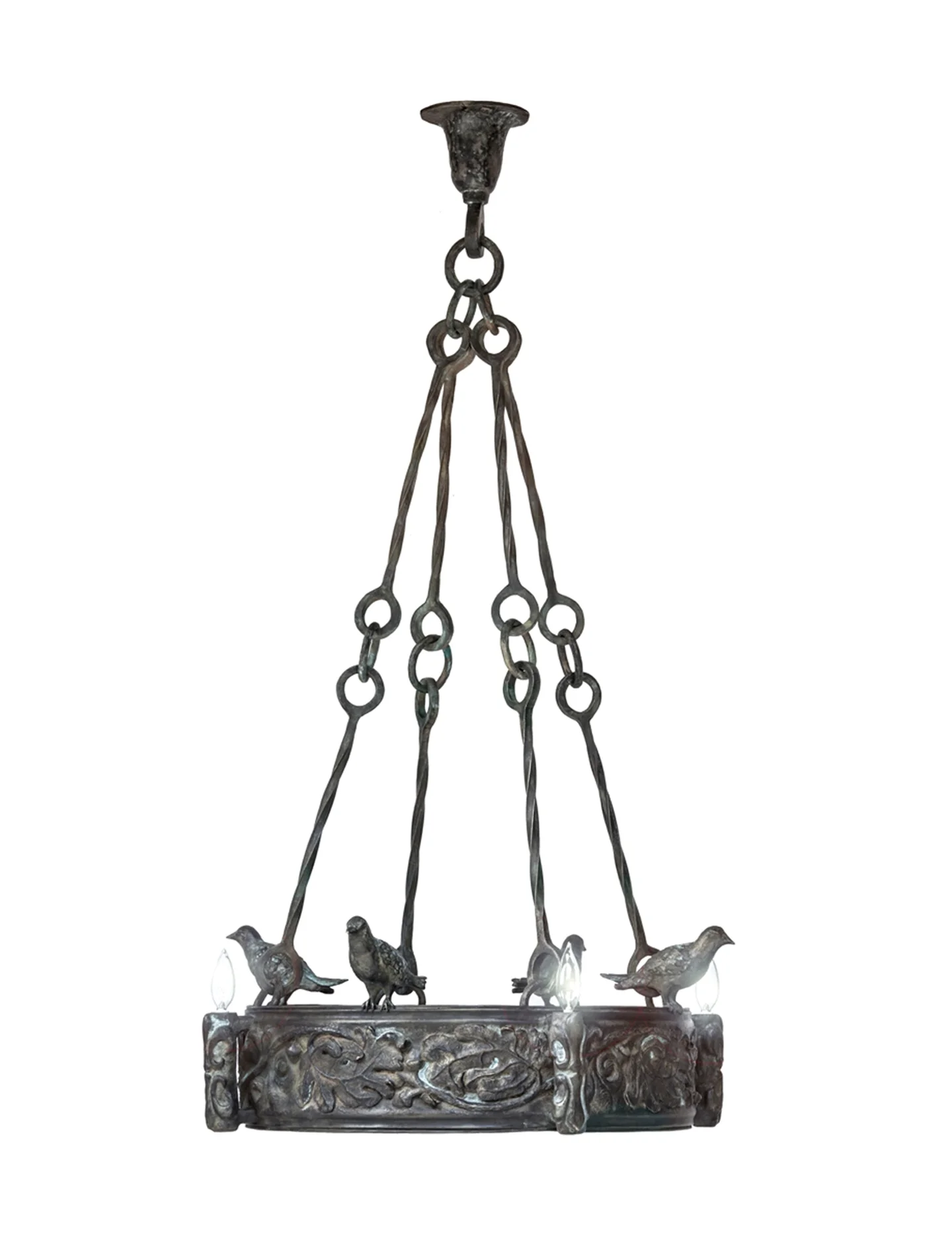 Blue Bird and Oak Leaf Chandelier , 2013, Bronze, Limited Edition of 8, 52 x 32 x 32 inches