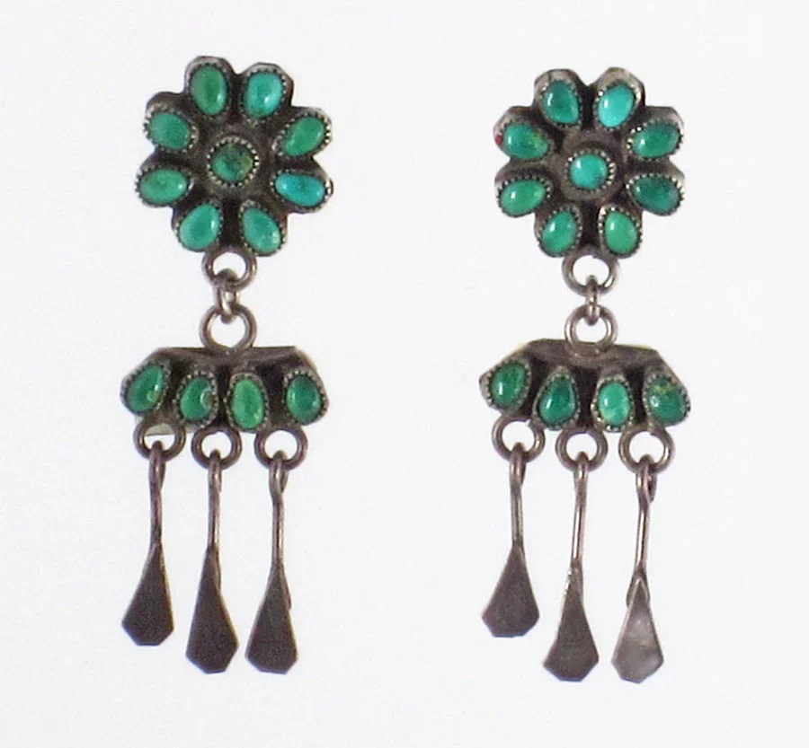 Zuni petit point earrings with dangles