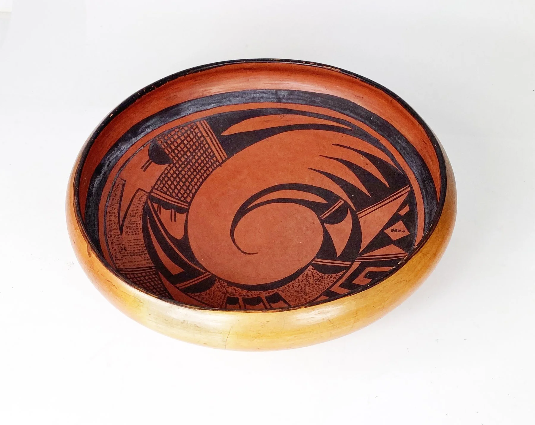 Hopi black on red shallow bowl